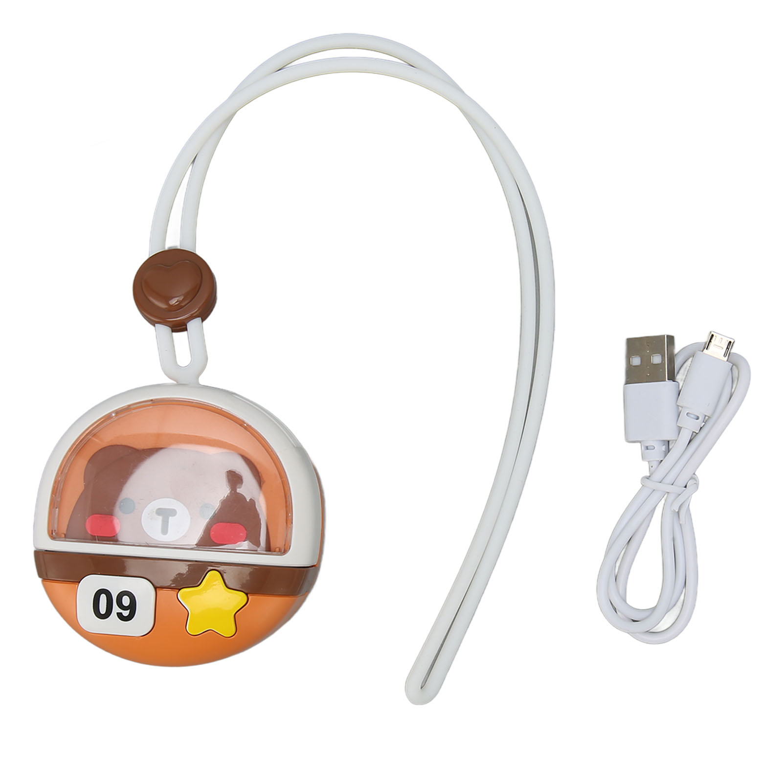 Mini-nackenventilator Zum Aufhängen, 3 Geschwindigkeitsstufen, Usb-aufladbar, Ohne Rotorblätter, Tragbar, Bärenmotiv, Für Reisen Und Camping