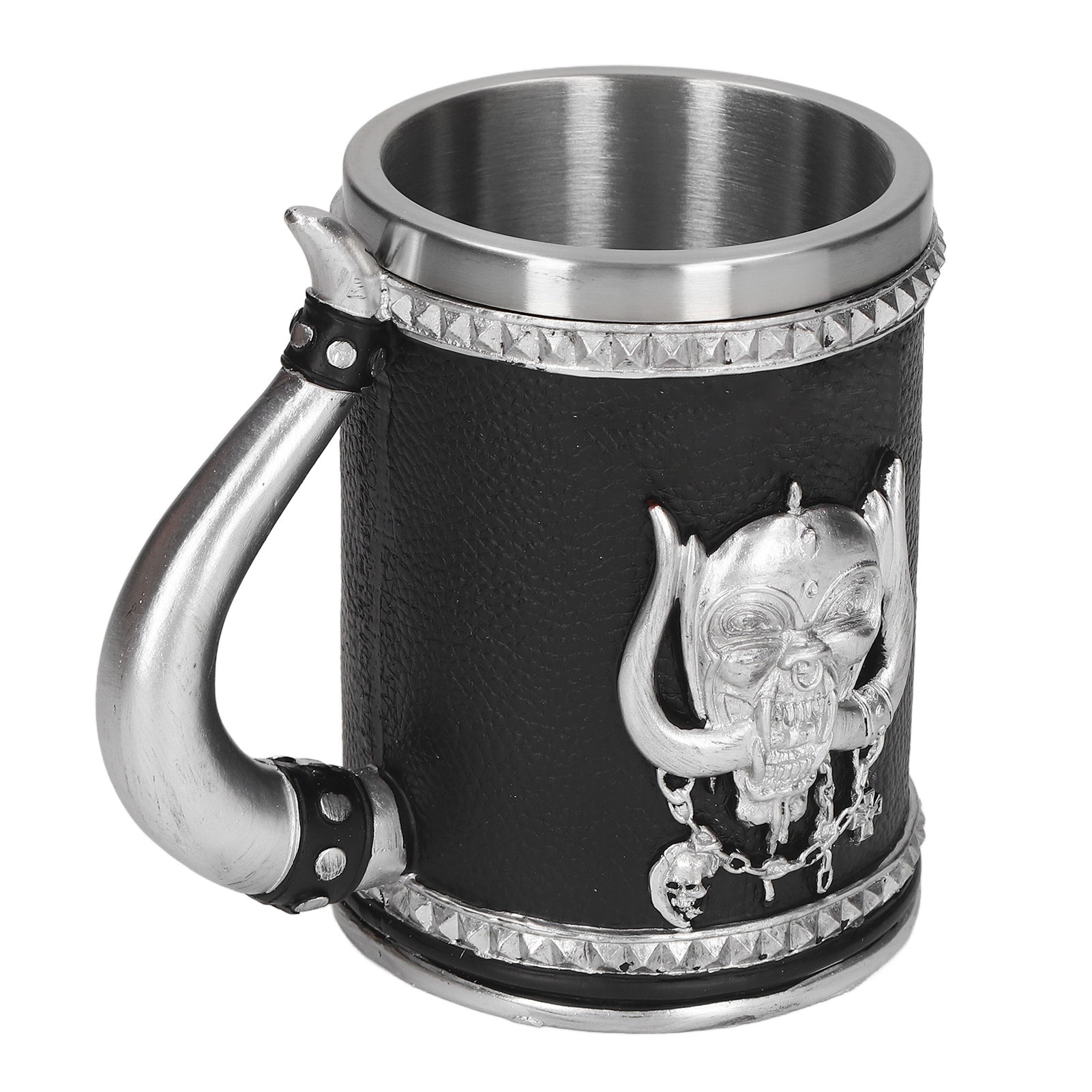 Piraten-bierkrug Mit Großem Fassungsvermögen, Aus Sicherem Edelstahl, Handbemaltes, Poliertes Totenkopfmotiv, Dekoration Aus Kunstharz