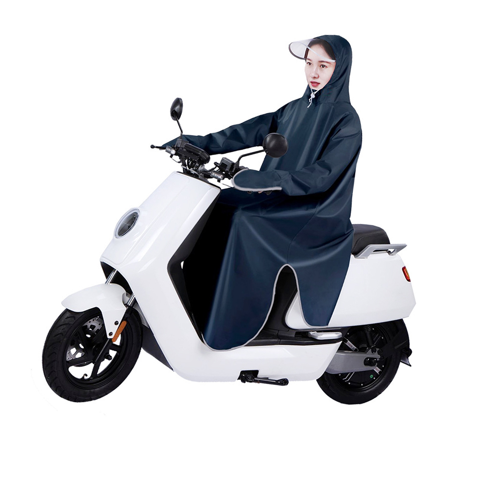 Regencape Für Erwachsene Mit E-bike-funktion, Oxford-stil, Vergrößerte Wasserdichte Ärmel, Marineblau, Größe 5xl