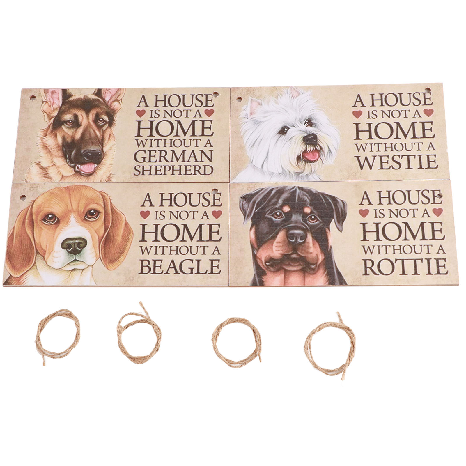 Dekoratives Türschild Aus Holz Mit Hundemotiv, 4-teilig Mit Aufhängeseil, Elegantes Hunde-design