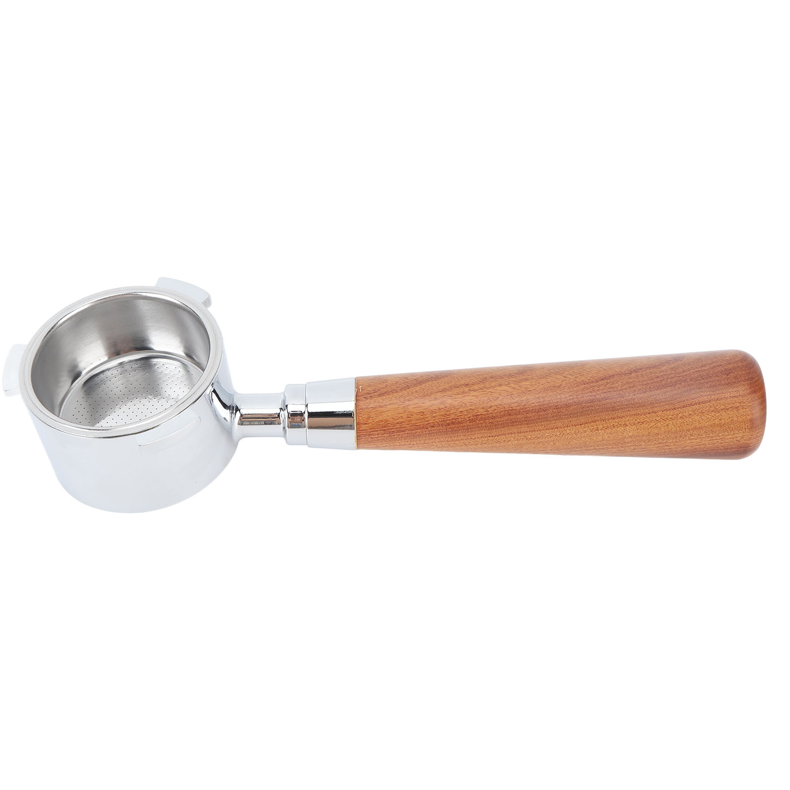 Bodenloser 51-mm-filterhalter Aus Aluminiumlegierung Mit 3 Befestigungspunkten Und Dunkelbraunem Holzgriff Für Kaffeemaschinen