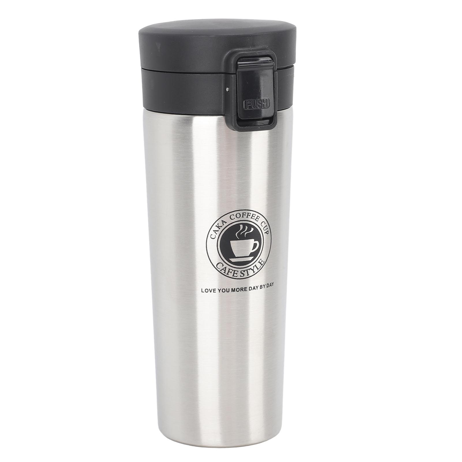 Isolierter Reisebecher Aus Edelstahl, Tragbarer Kaffeebecher Fürs Auto Mit Deckel, Originalfarbe, 500 Ml