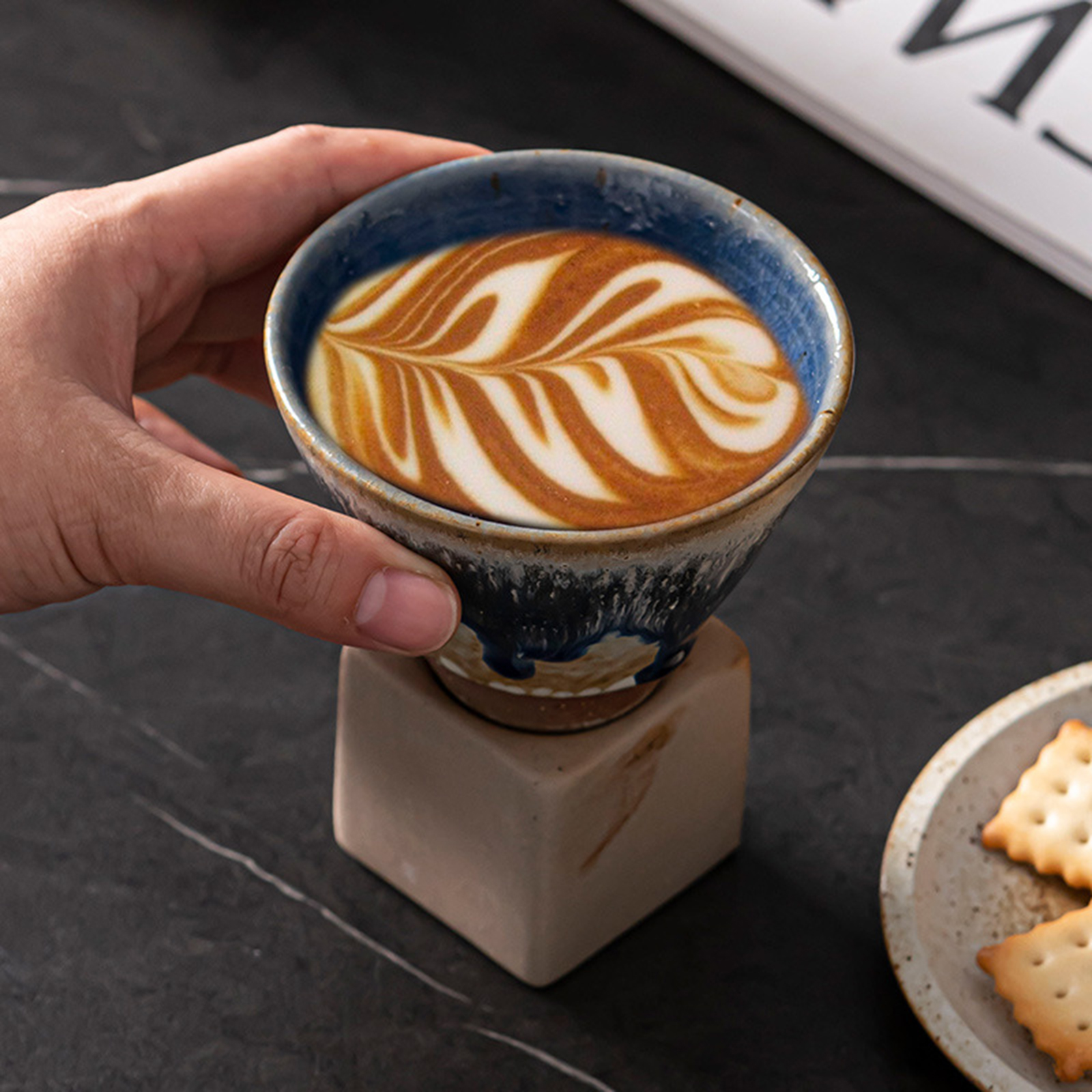 200 Ml Japanischer Keramikbecher Für Kaffee Latte, Becher Mit Boden