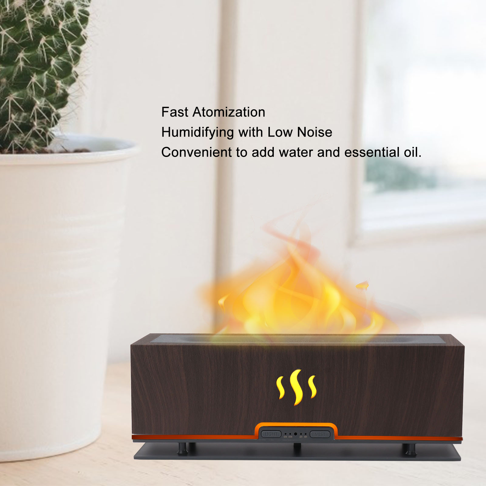 Ätherisches Öl-diffusor Mit Led-beleuchtung, Timer, Geräuscharmem Betrieb, Dekorativ, 100–240 V, Eu-stecker, Dunkles Holz, Für Schlafzimmer Und Büro