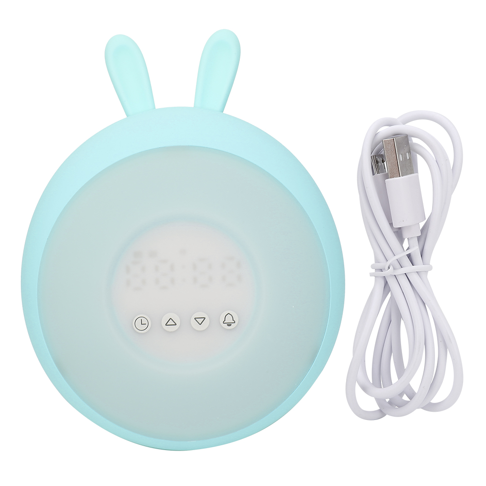 Niedliche Silikon-led-touch-lampe Mit Timer Und Wecker, Hellblau, Für Schlafzimmer Oder Büro