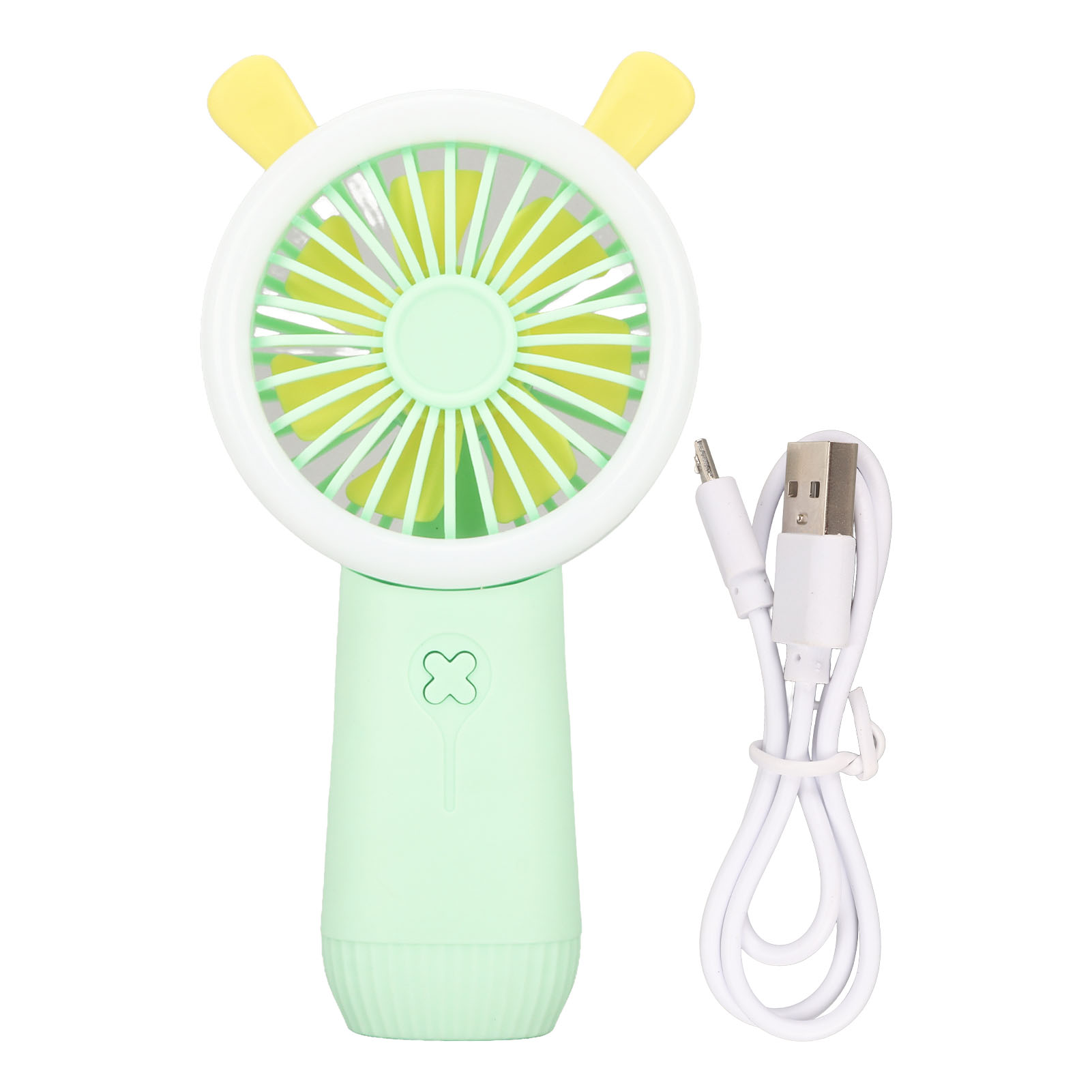 Mini-tragventilator Mit 3 Einstellbaren Geschwindigkeitsstufen, Usb-aufladbar, Niedliches Hasenmotiv, Grün, Für Schule Und Outdoor-aktivitäten