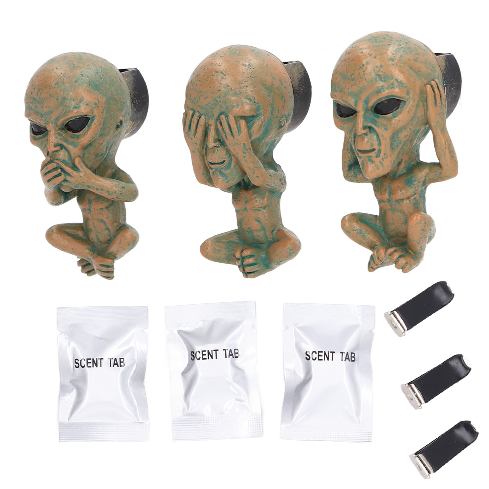 Set Mit 3 Alien-auto-lüftungsschlitzclips, Abnehmbar, Drehbar, Aus Kunstharz, Auto-lufterfrischer