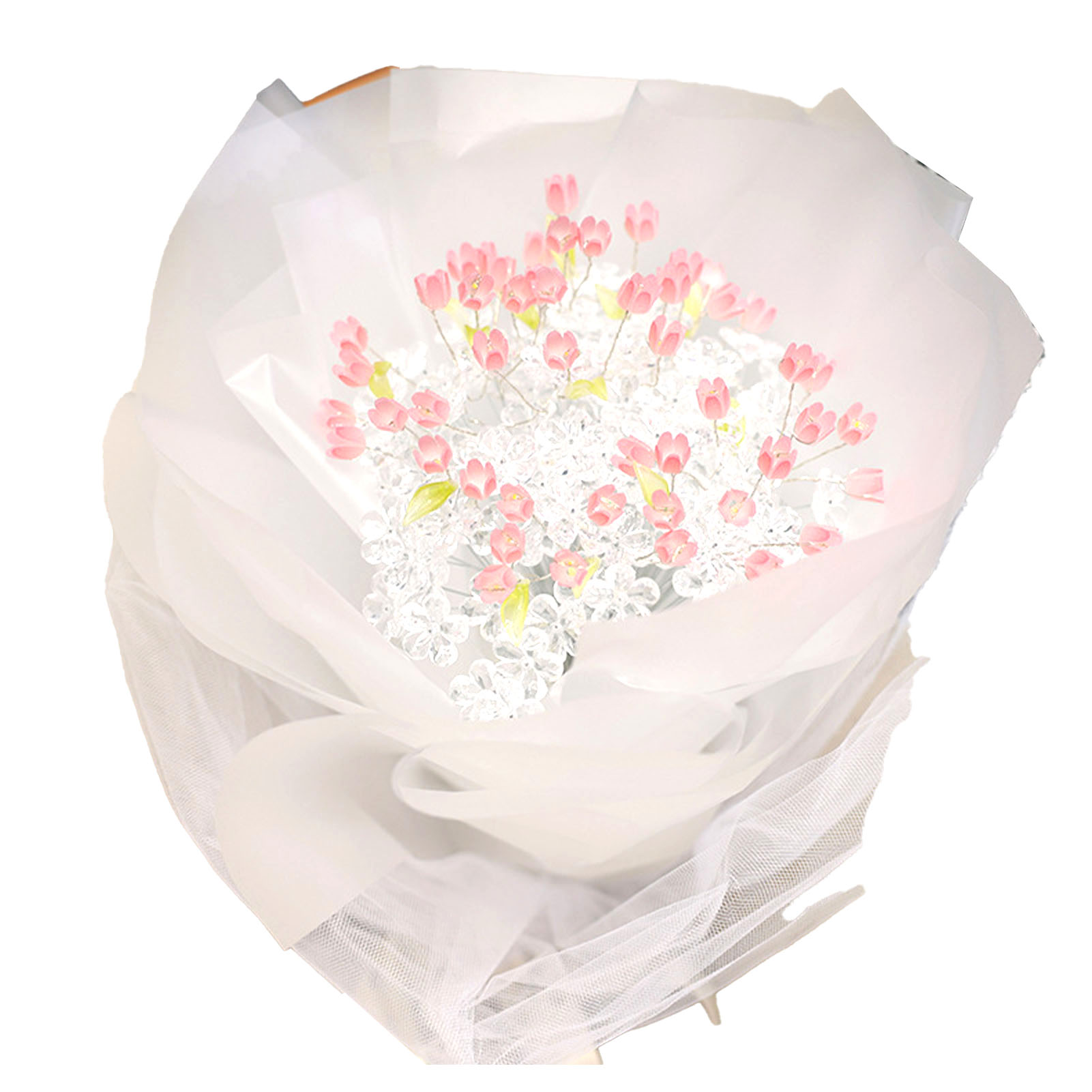 Strauß Aus 39 Selbstleuchtenden Tulpen, Handgefertigte Led-streifenblumen Für Freundin/mama