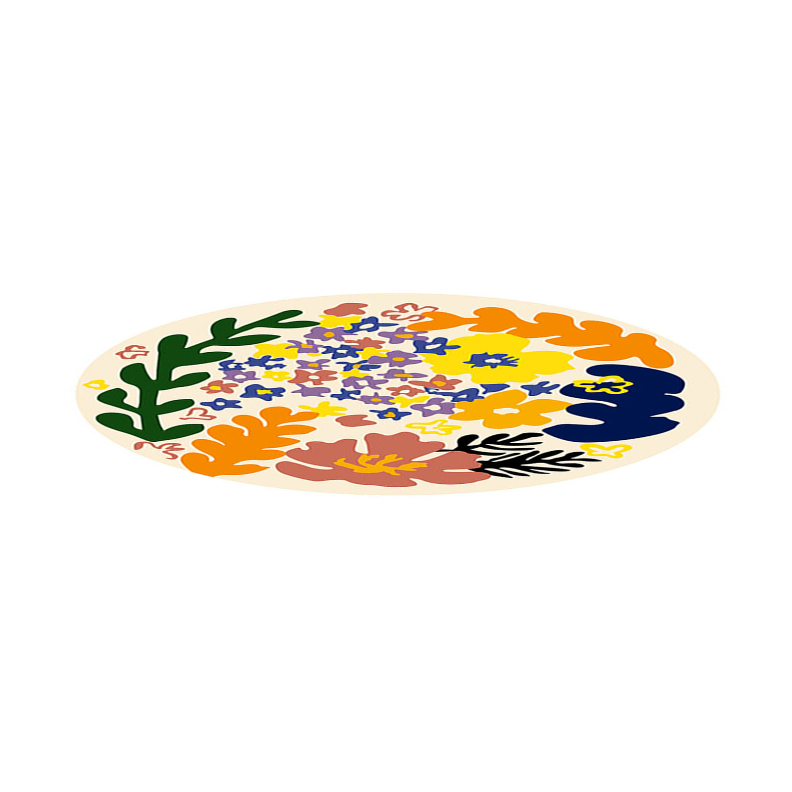 Runder Wohnzimmerteppich, Kaschmirimitat, Florales Muster, Für Sofa Und Couchtisch, 60 X 60 Cm