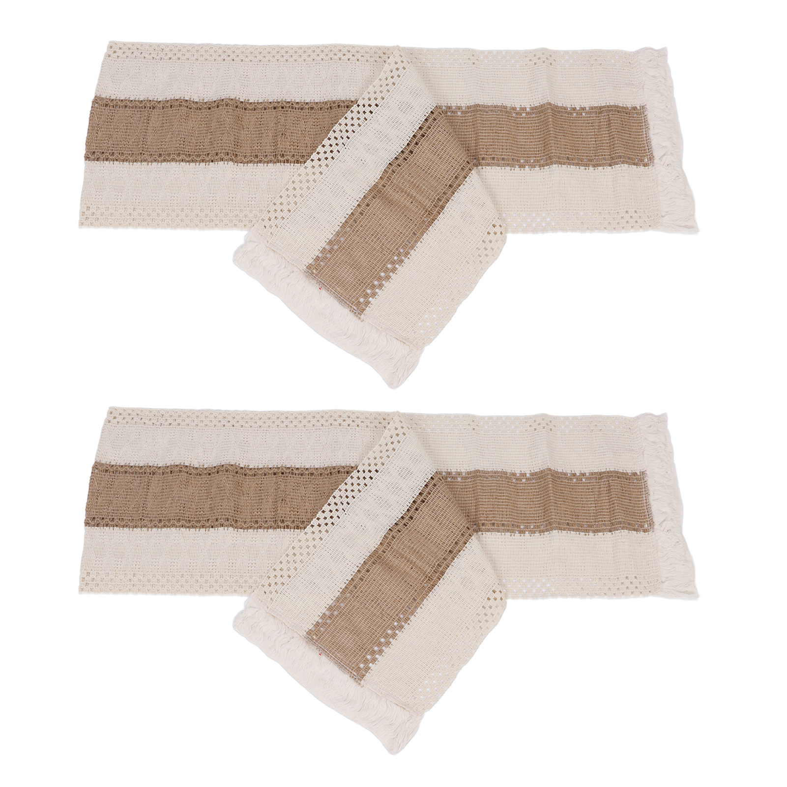 Set Aus 2 Tischläufern Aus Leinen, Elegant Gestreift, Maschinenwaschbar, Rustikaler Stil Für Couchtische