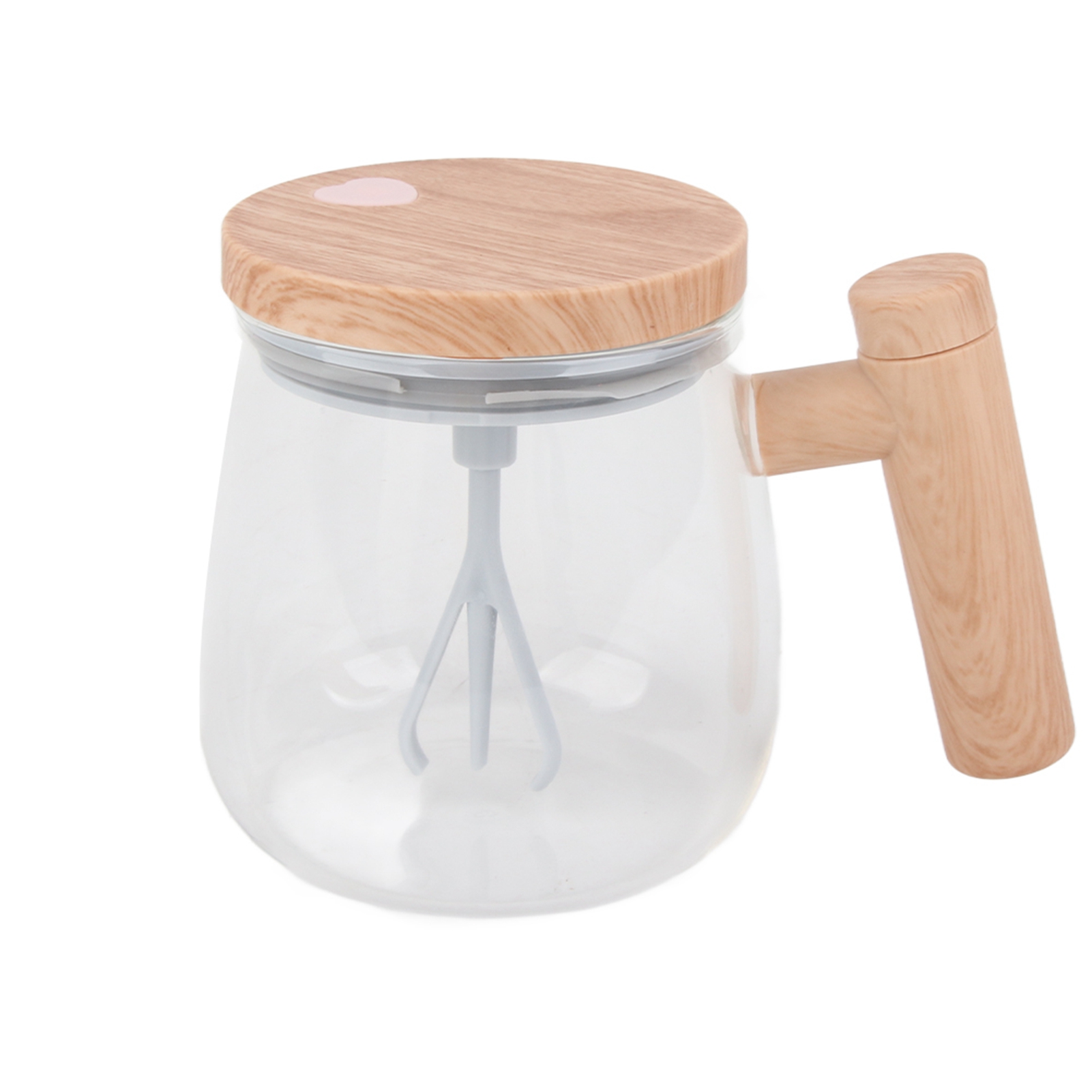 Automatischer Elektrischer Mixbecher (350 Ml), Transparenter Deckel, Beige/weiß, 400 Mah, Ipx6, Usb-c-ladeanschluss, Touch-schalter, Für Kaffee Und Milch