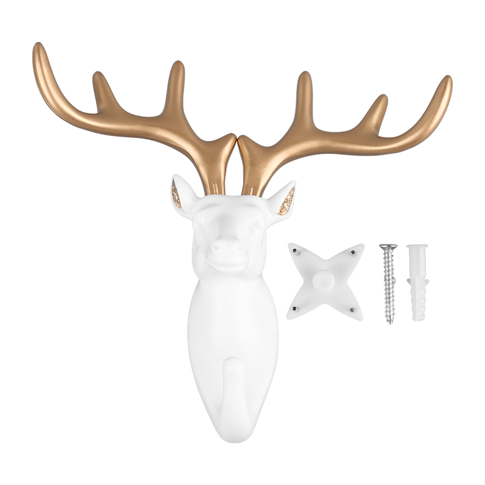 Wandhaken Aus Kunstharz In Tierform, Dekorative Garderobe Für Kleidung, Handtücher Und Schlüssel, Goldfarbener Hirschkopf