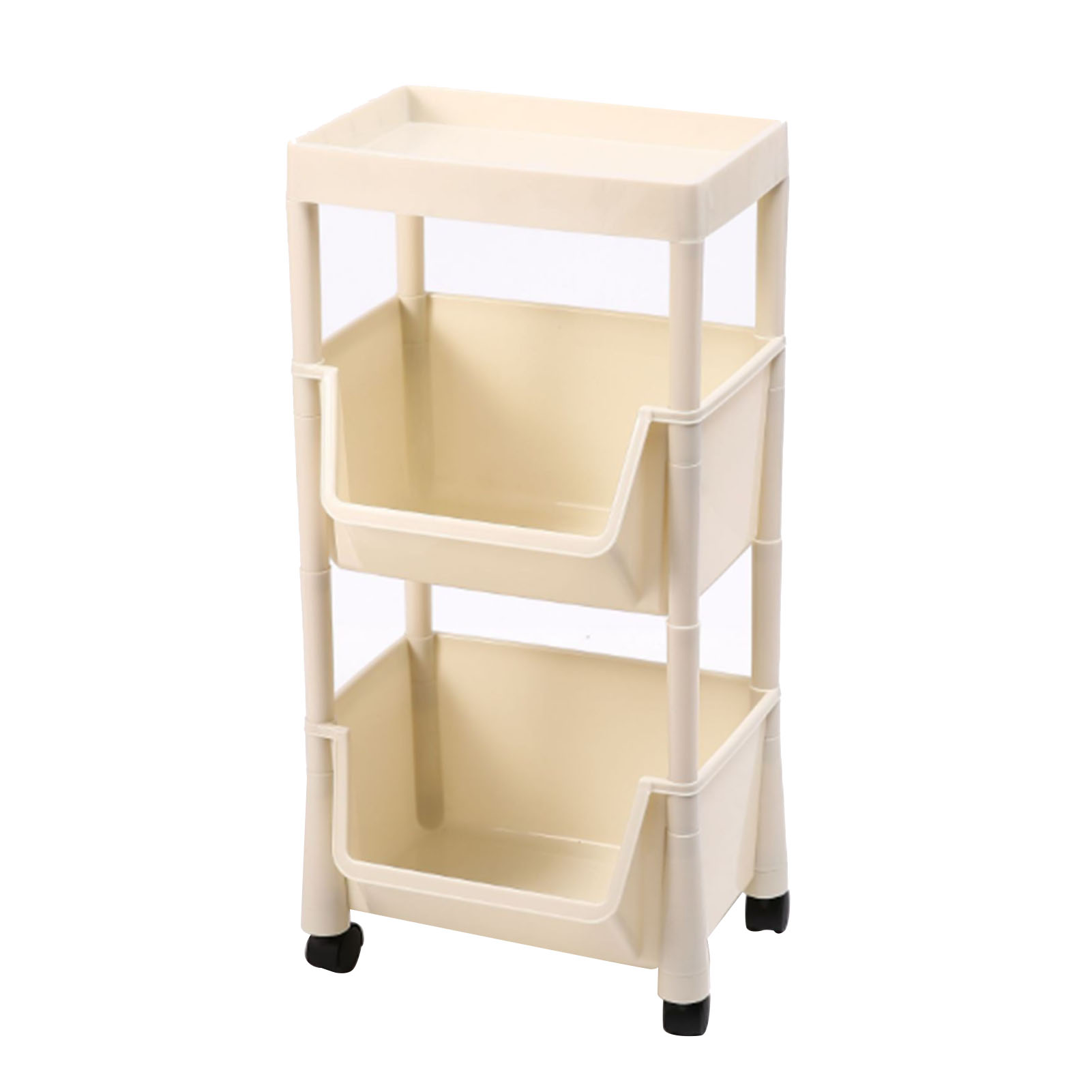 Ablage Mit Deckel, Modernes Und Schlichtes Design, Herausnehmbares Bücherregal, Kein Bohren Erforderlich Für Badezimmer, Organizer-wagen, Cremeweiß, Drei Ebenen