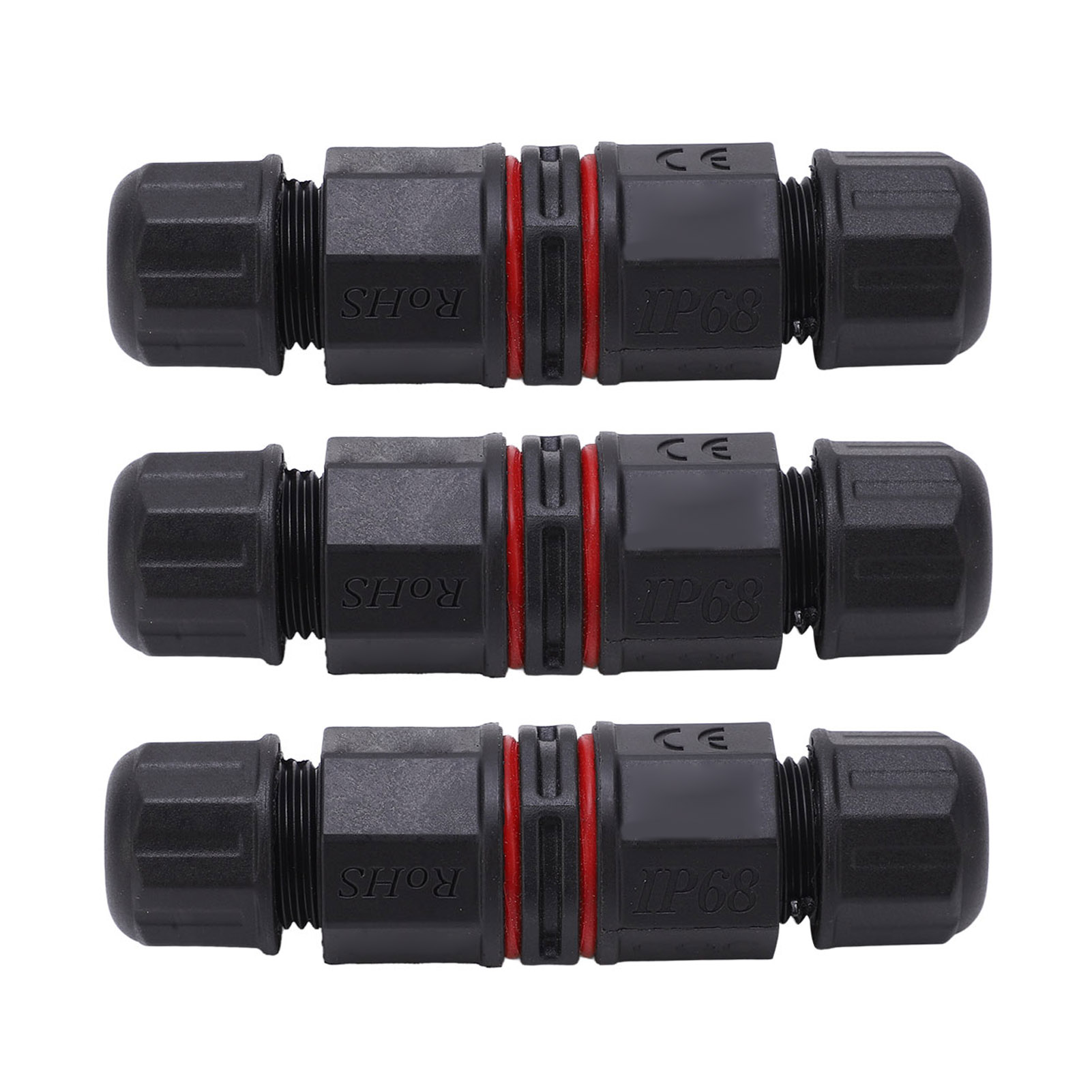 3-poliger Wasserdichter Stecker, 3 Stück, Ip68, Für Led-außenkabel, Springbrunnen, Direkter Durchgang