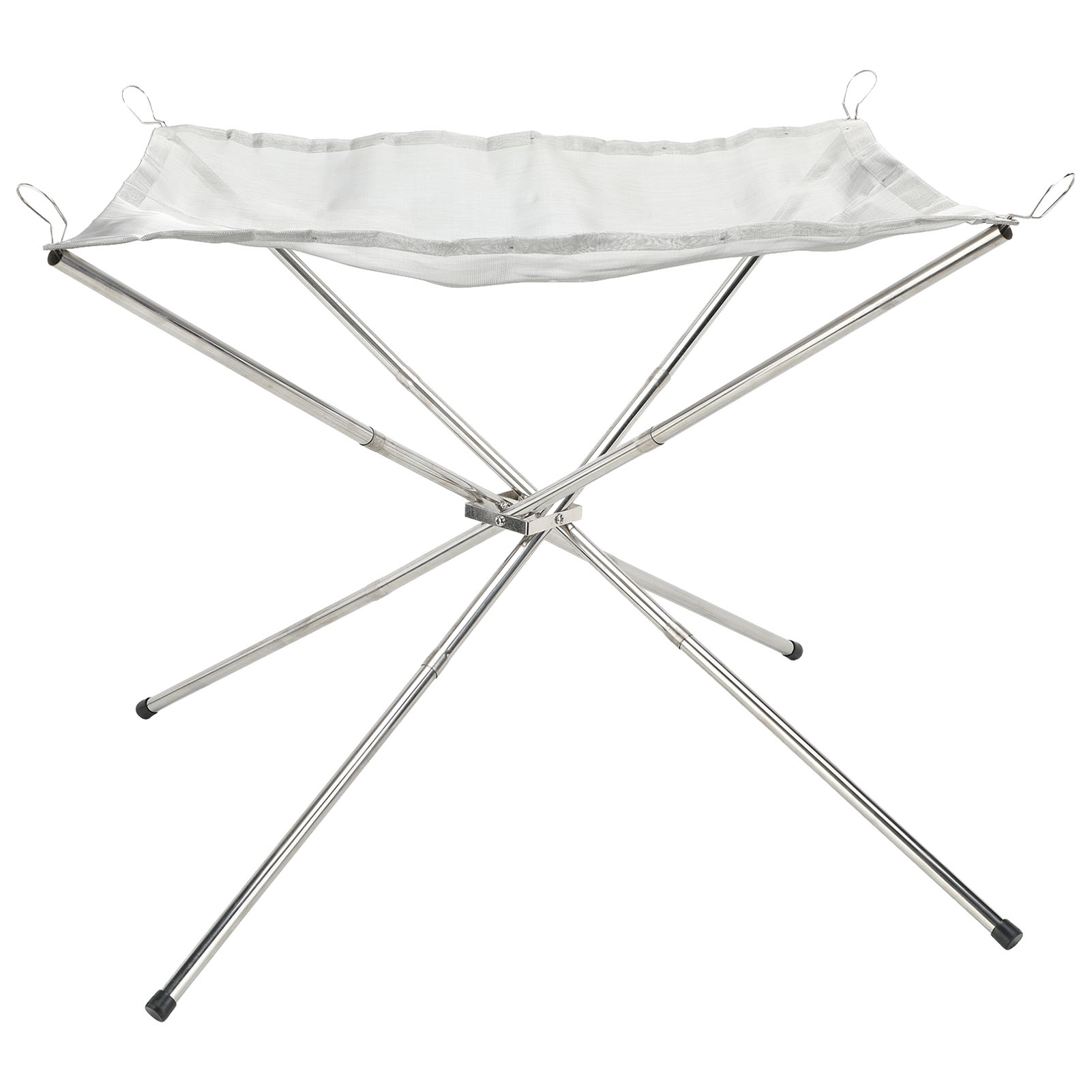 Tragbare Feuerstelle Aus Edelstahlgewebe Mit Klappbarem Ständer Für Grillabende Beim Camping.