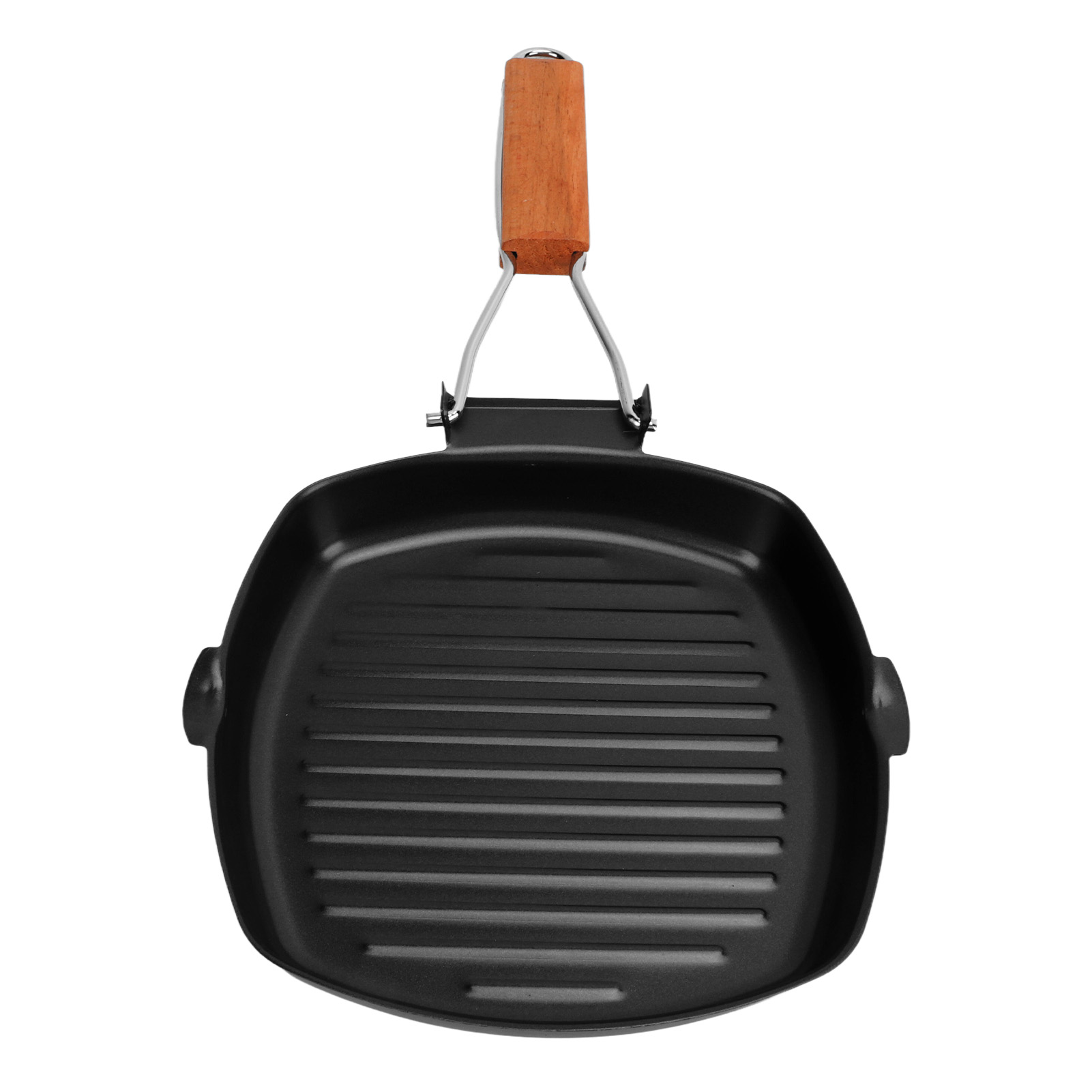 Tragbare, Antihaftbeschichtete Faltpfanne Mit Hitzebeständigem Holzgriff Für Die Zubereitung Von Campinggerichten, 20 Cm