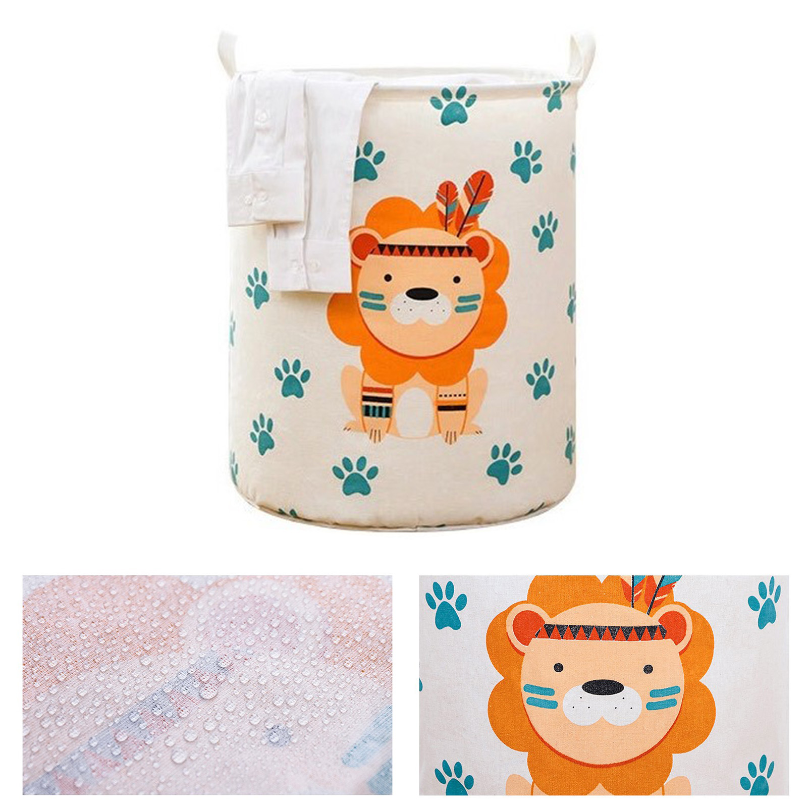Zusammenklappbarer Wäschekorb (100 L), Aufbewahrungskorb Für Kleidung, Spielzeug, Kleinkram, Für Haushalt, Toilette, Badezimmer, Löwenmuster.
