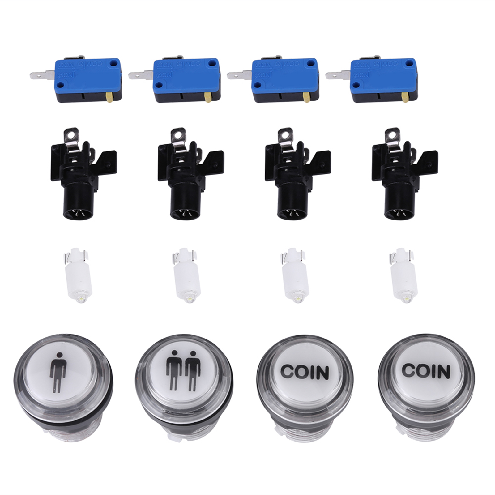 Set Mit 4 Led-startknöpfen Für Arcade-spiele, 1-spieler Und 2-spieler, Mit Münzen Und Beleuchteten Münzknöpfen