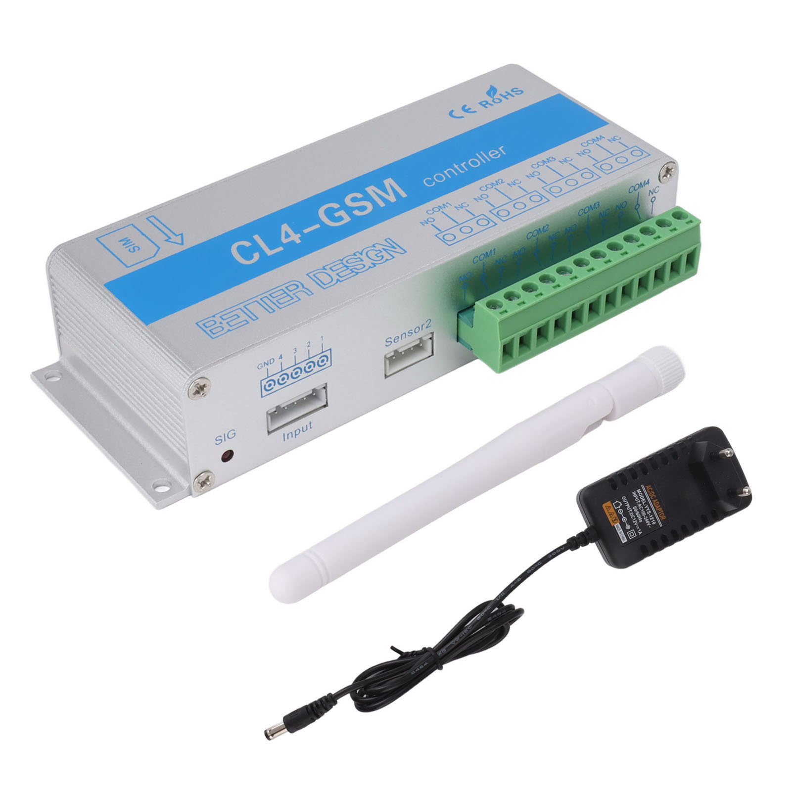 Gsm Sms Ip30 Aluminium-toröffner Mit Fernbedienungsrelais Für Garage, Schuppen, Lagerhalle, Eu-stecker 100-240 V