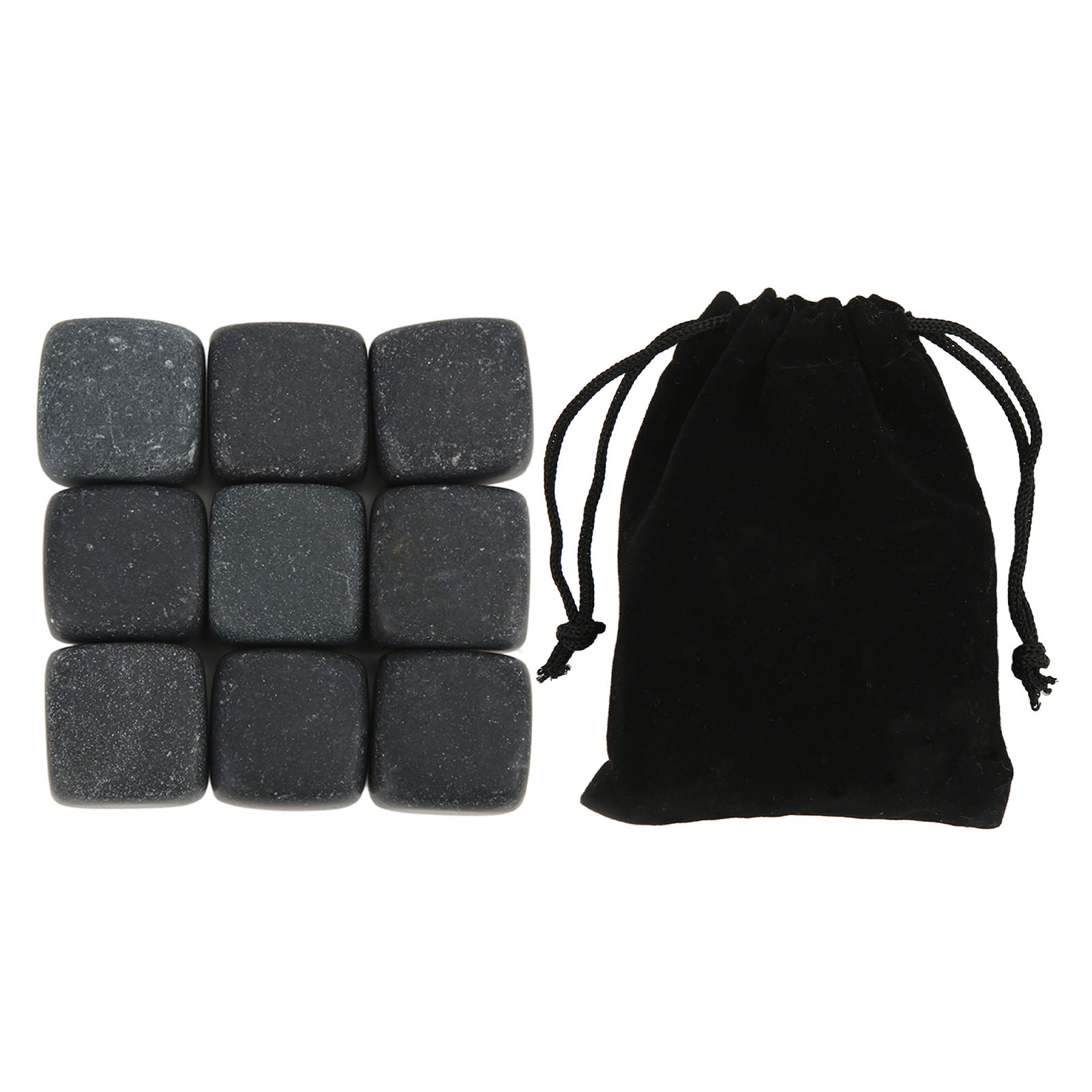 Set Mit 9 Basalt-whisky-eiswürfeln Und Aufbewahrungsbeutel Für Whisky, Cognac, Wein Und Andere Getränke – Wiederverwendbare Eiswürfel, Geschenkbox