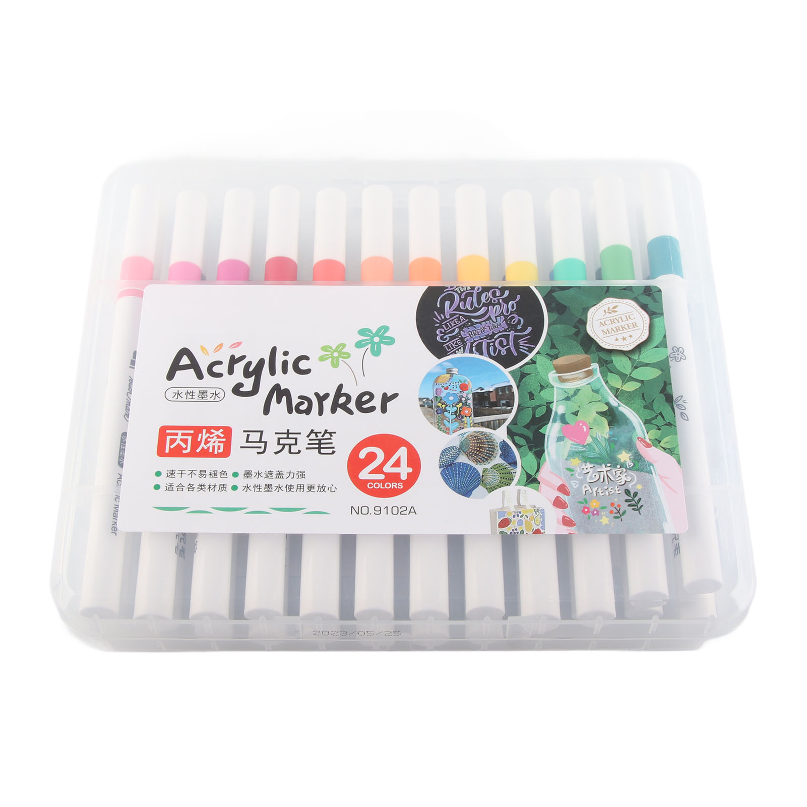 24 Acrylfarbmarker In Verschiedenen Farben, Schnelltrocknend, Deckend, Wasserfest, Runder Korpus, Für Graffiti Auf Glas, Metall Und Holz