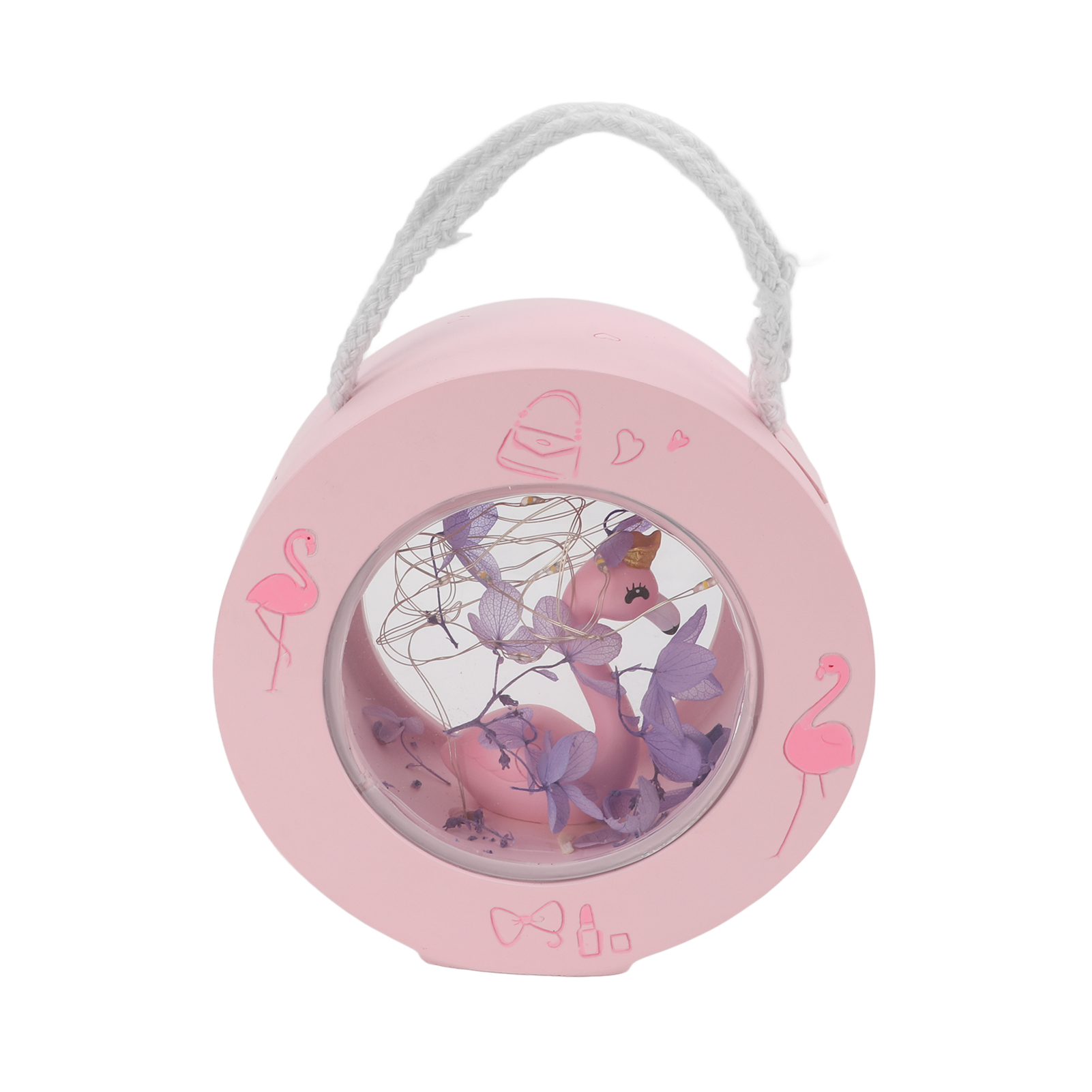 Romantische, Batteriebetriebene, Doppelseitige, Transparente Rosa Flamingo-wandleuchte Mit Einer Rosa Harzfigur