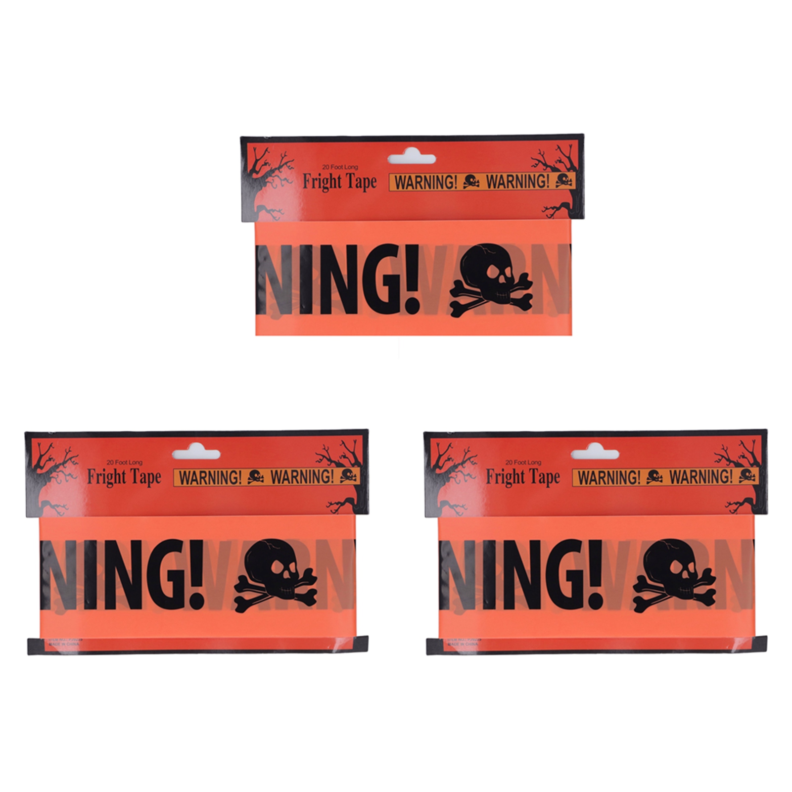 Halloween-warnband, 3 Stück, 6 Meter Pro Rolle, 8 Cm Breit, Verstellbare Länge, Totenkopfmuster, Leuchtend Orange Für Partydekoration