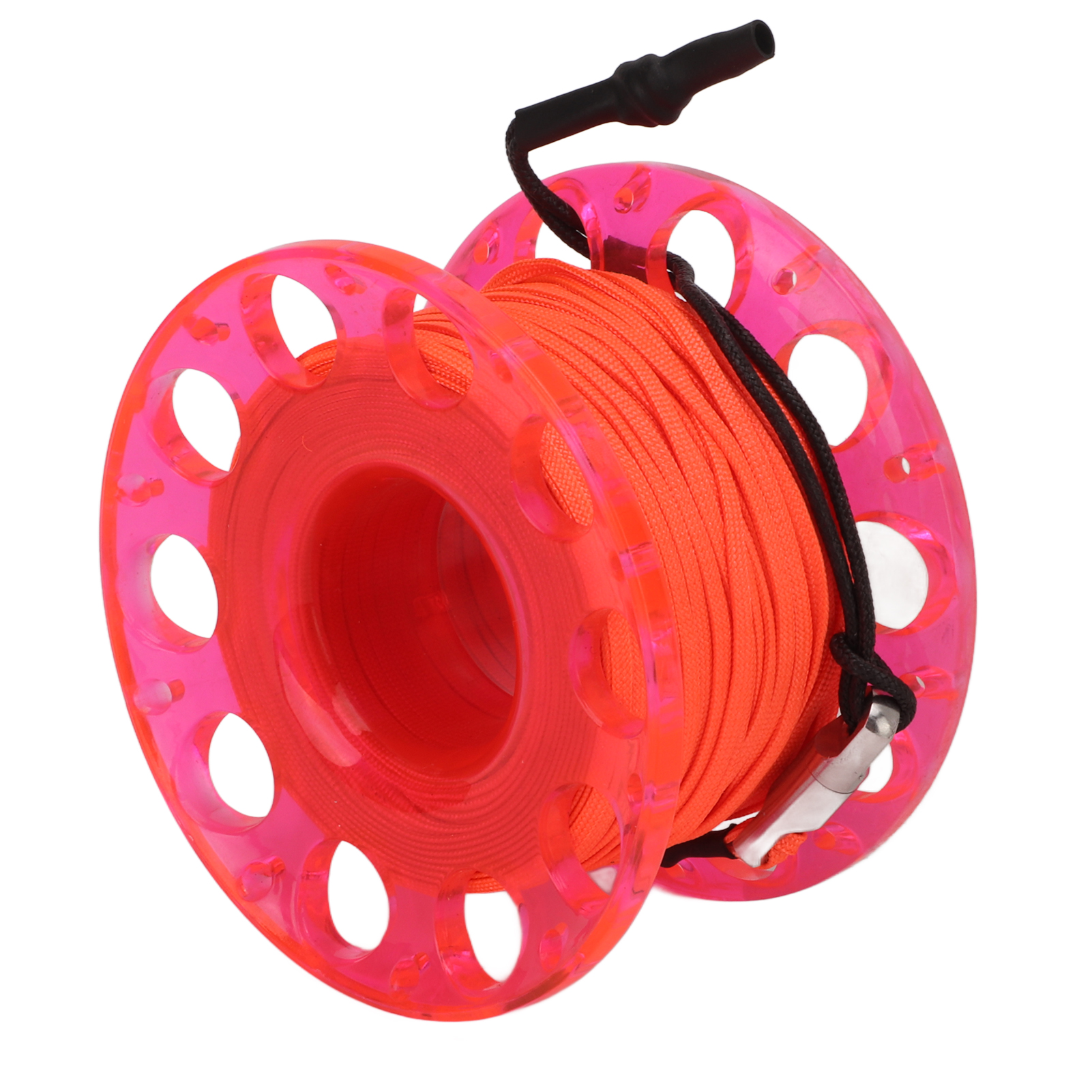 Fingertauchrolle Mit Edelstahlclip, 30 M Orangefarbene Schnur Für Unterwassererkundungen, Höhlen, Wracks Und Zum Angeln. Rote Rolle.