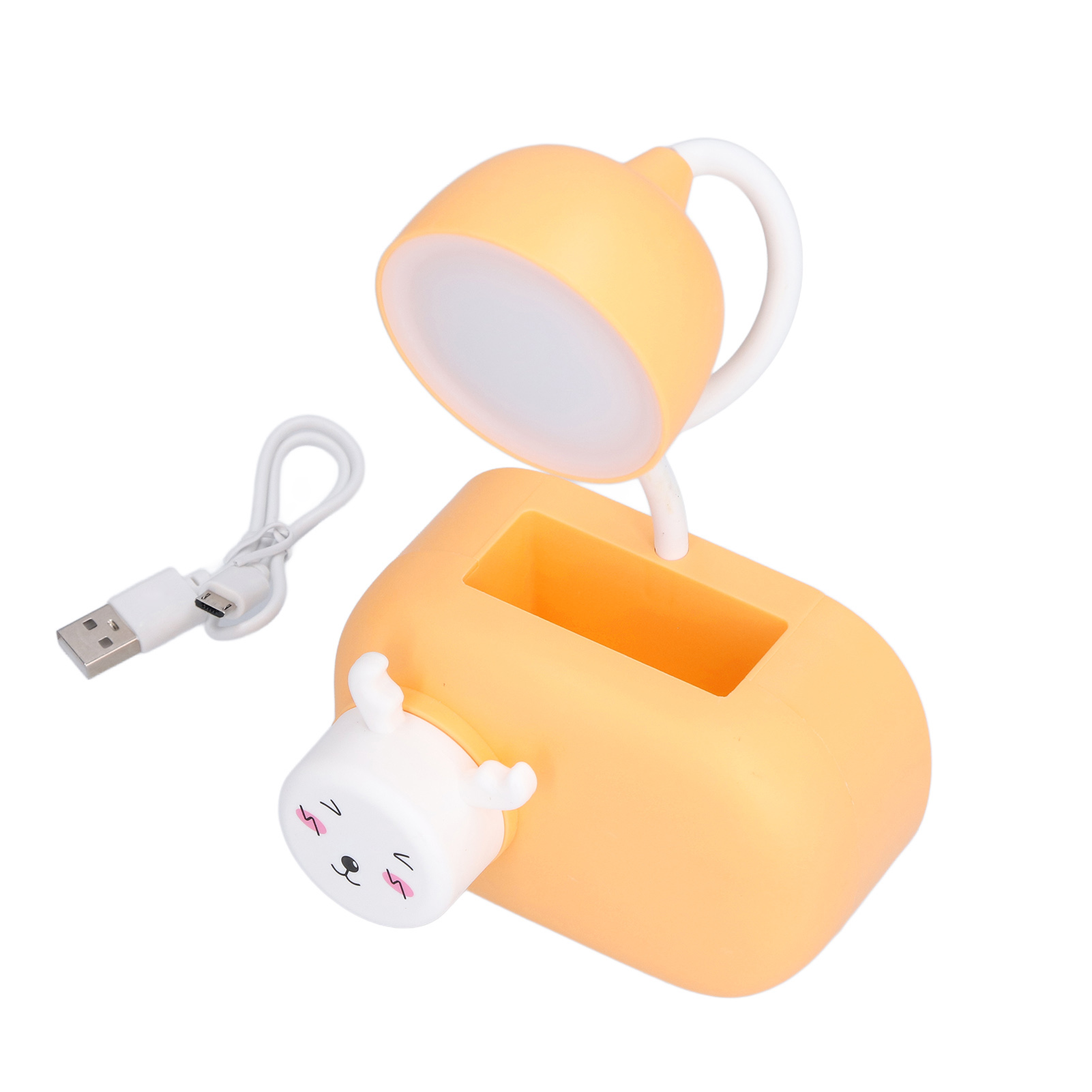 Multifunktionale Led-schreibtischlampe In Form Eines Comic-hirsches, Mit Anspitzer Und Usb-kabel, Für Arbeitszimmer, Schlafzimmer, Büro, Orange