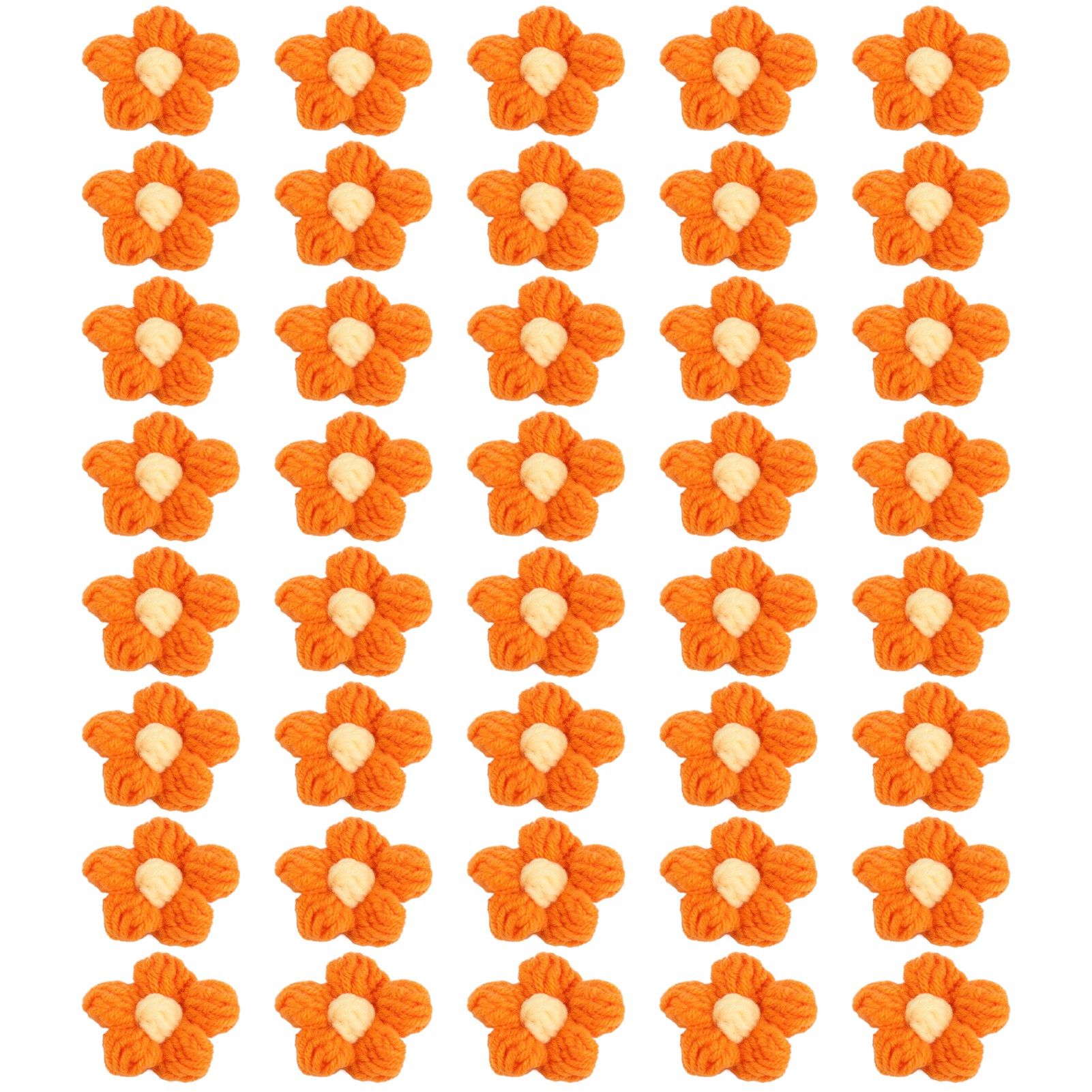 40 Künstliche Strickblumen Aus Wolle, Hochwertige Nachbildung, Wiederverwendbar, Hübsche Orangefarbene Blumen Für Heimdekoration, Hochzeiten Und Partys
