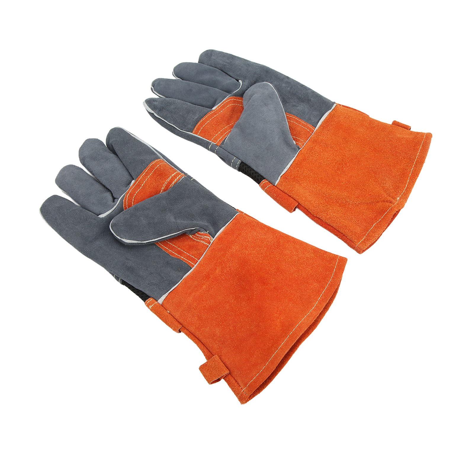 Paar Hitzebeständige, Flammhemmende, Nicht Brennbare Lederhandschuhe Zum Grillen, Orange