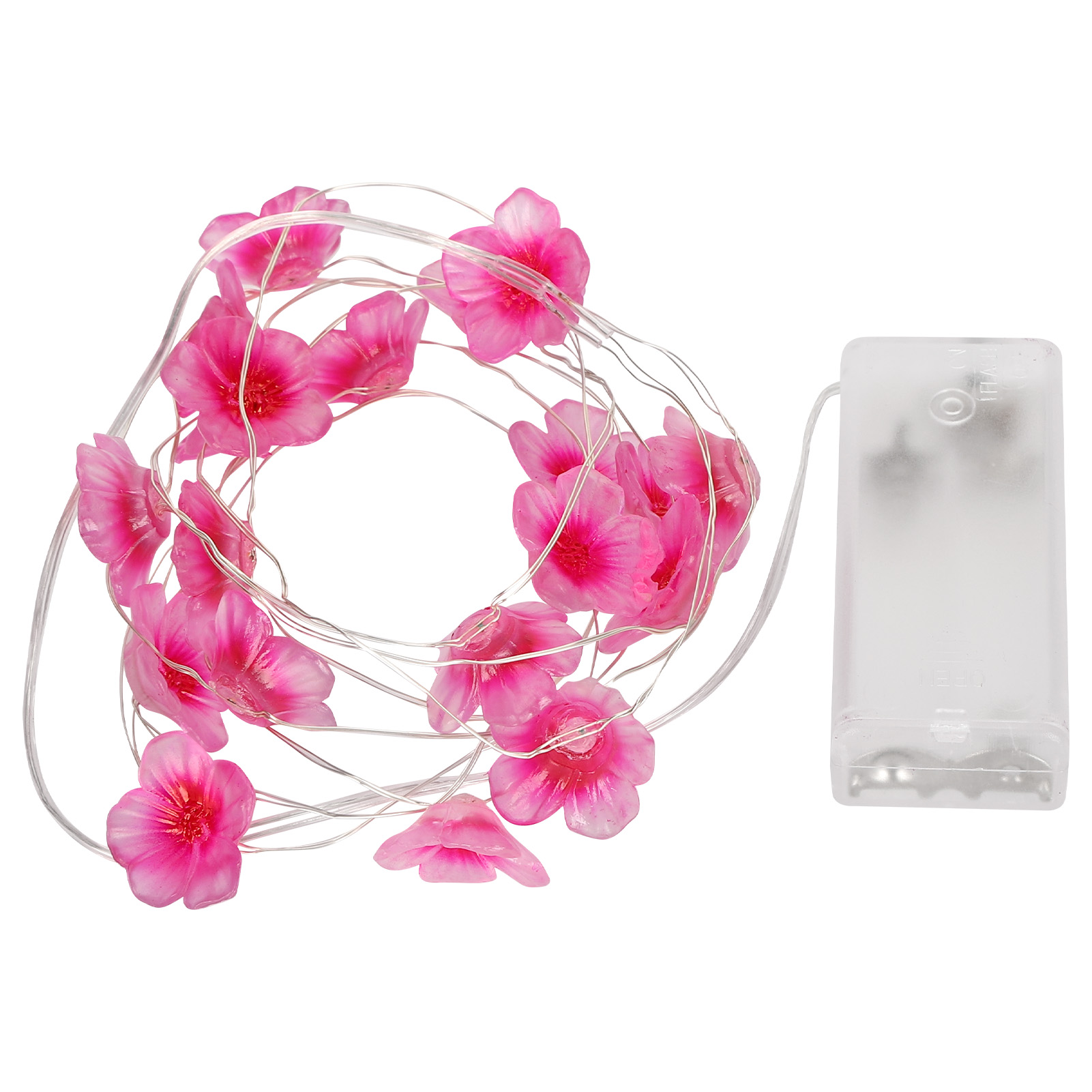 Ausziehbare, Blinkende Rote Und Pinke Led-blumenlichterkette Aus Kunststoff Für Die Außendekoration