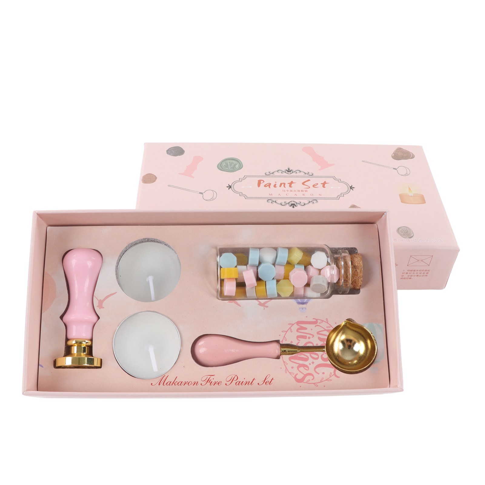 Retro-wachssiegel-set Mit Abnehmbarem Griff, Iris-muster, Für Briefumschläge Und Einladungen, Rosa