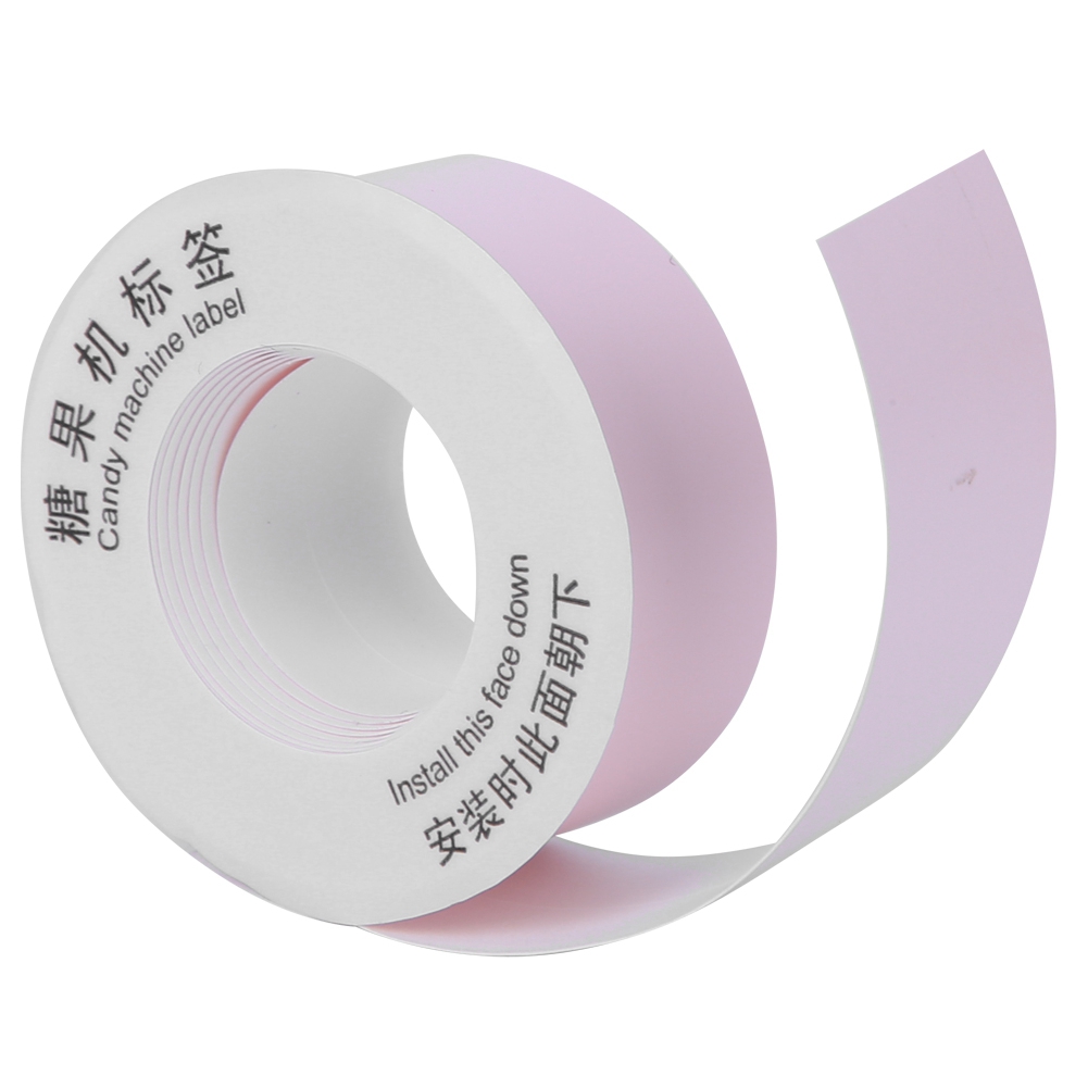 Thermotransfer-etiketten Für Drucker, Rosa Selbstklebendes Papier, Schwarze Schrift, Passende Rolle