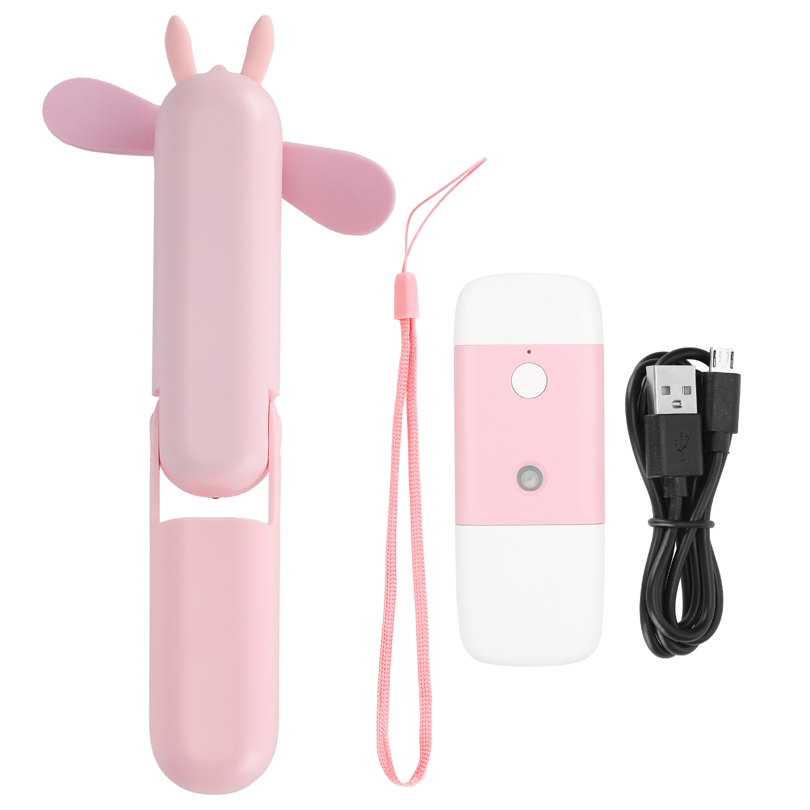 Mini-ventilator, Tragbar, Faltbar, Usb-aufladbar, Mobile Wasserflasche, Studenten-set, Pink