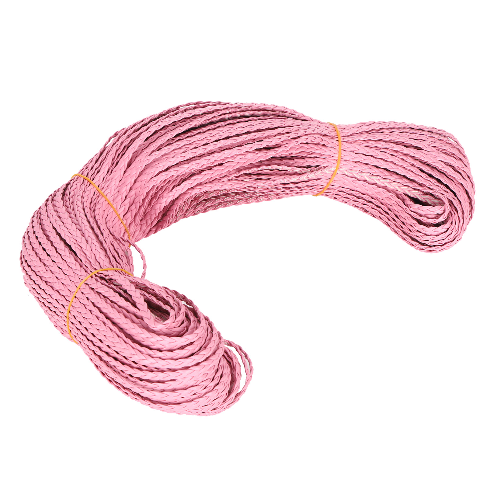 Mm Dickes, Rosafarbenes Pu-geflechtband, 100 Meter – 3-fach Verdrillt, Ideal Für Diy-schmuckherstellung, Armbänder, Halsketten Und Accessoires.