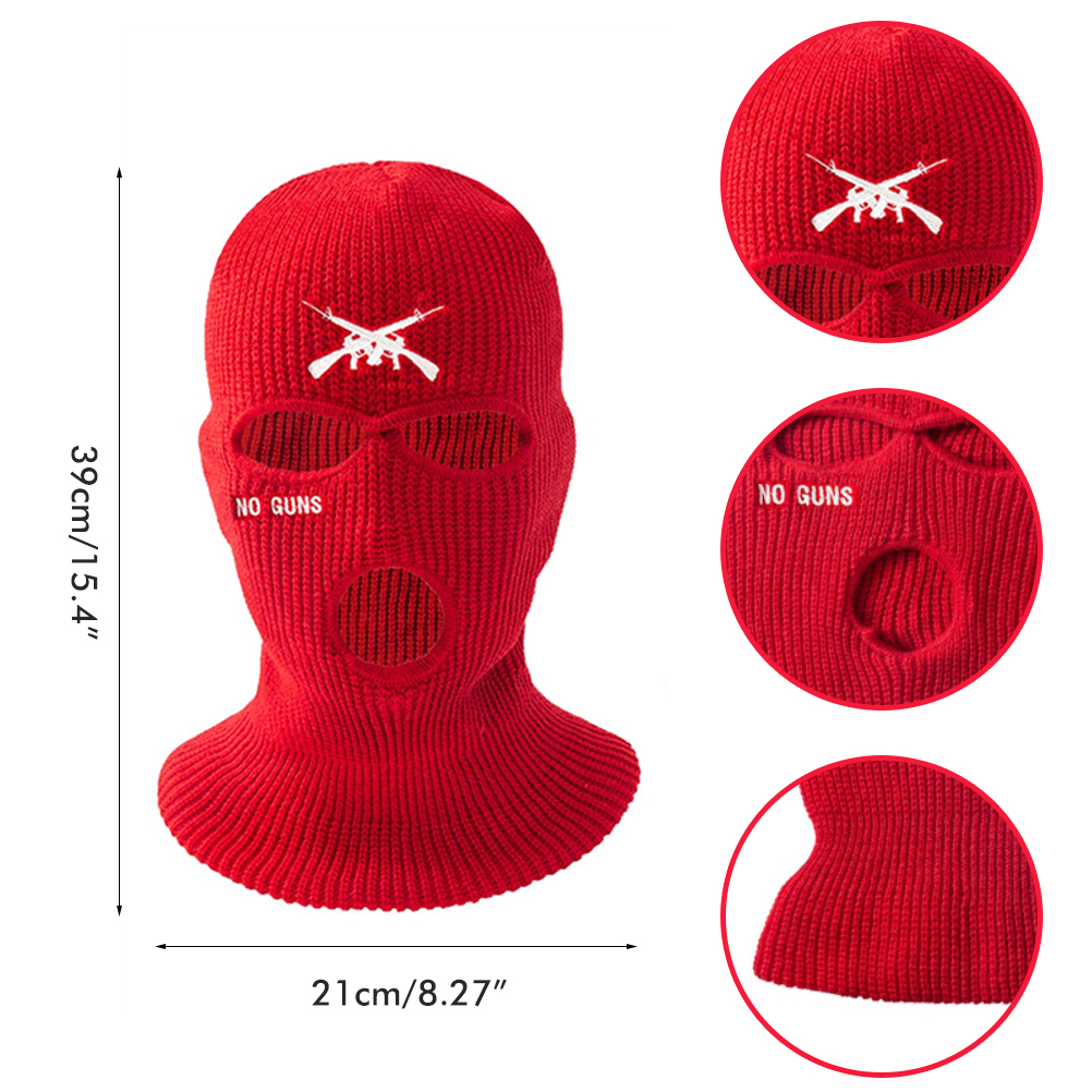 Dreiloch-strickmütze Mit Gesticktem Buchstaben, Warme Sturmhaube Zum Skifahren, Laufen, Radfahren Und Für Outdoor-aktivitäten, Rosa