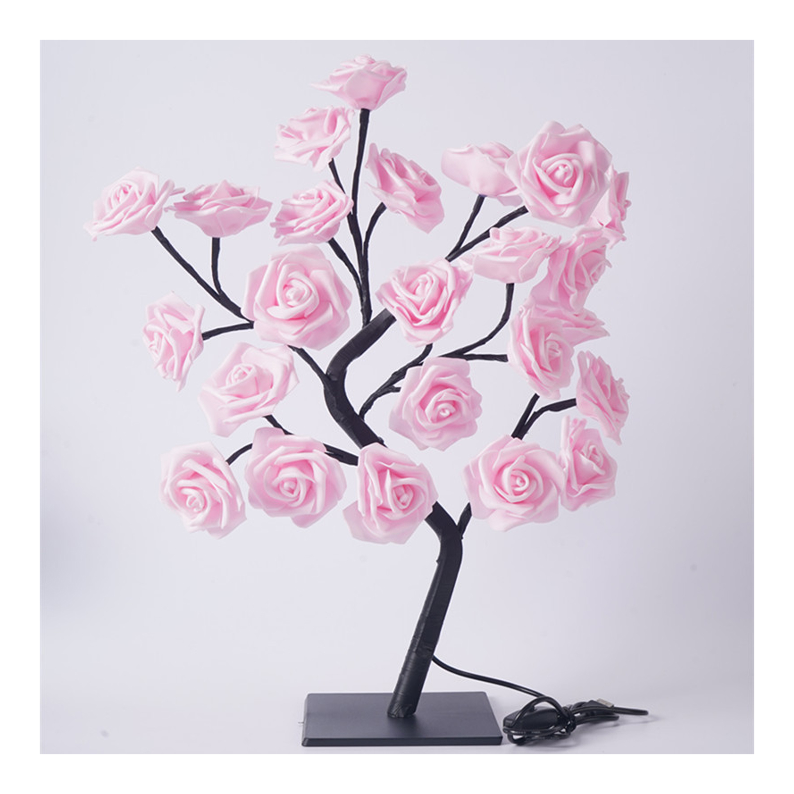 Led-bonsai-tischlampe, Usb-baumlampe Für Weihnachtsdekoration, Rosa Nachtlicht Fürs Schlafzimmer, 24 Leds, Beleuchteter Baum