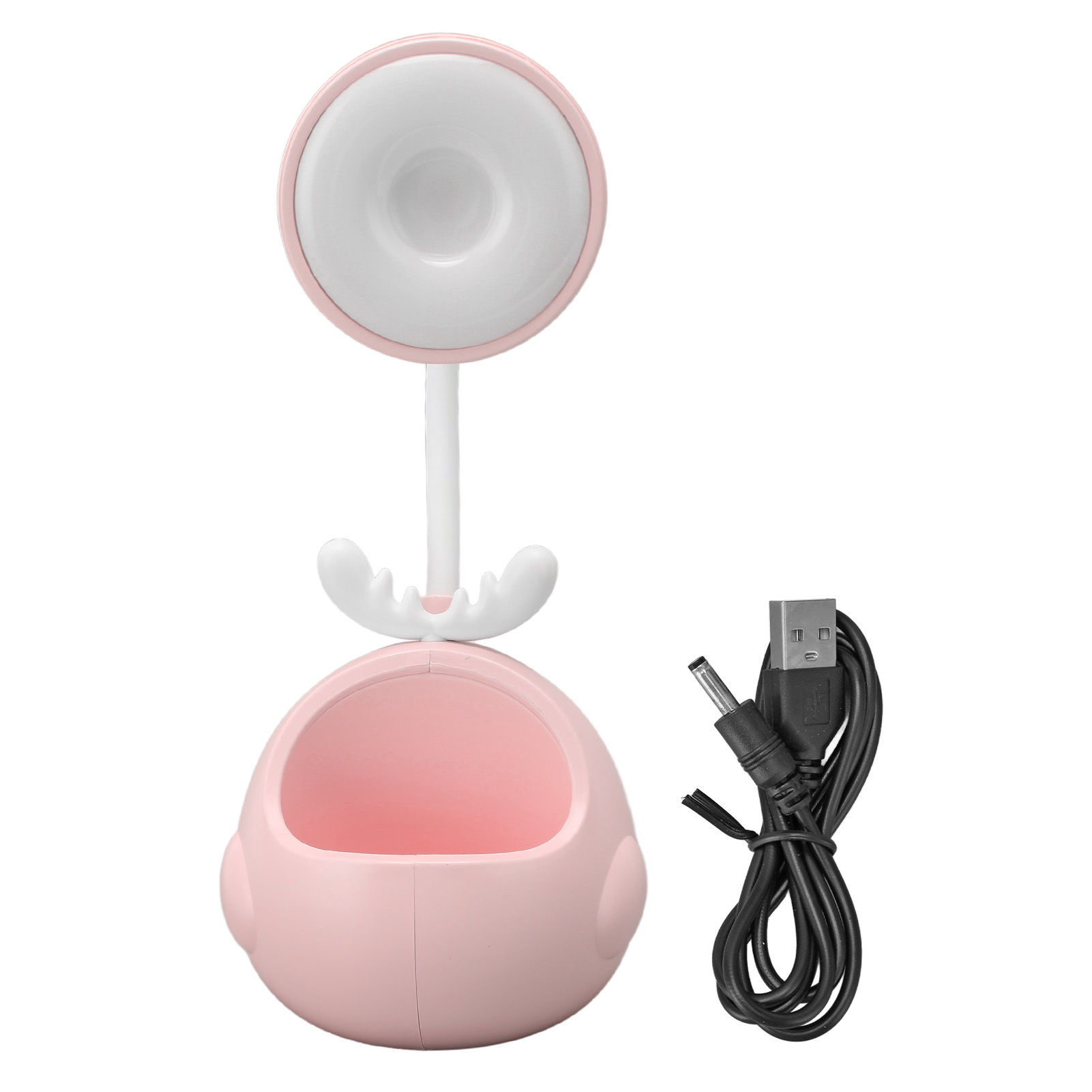 Pinke Led-schreibtischlampe Mit Flexiblem Und Faltbarem Hals, Stifthalter, Usb-ladeanschluss, Cartoon-nachtlicht Für Büro Und Schlafzimmer