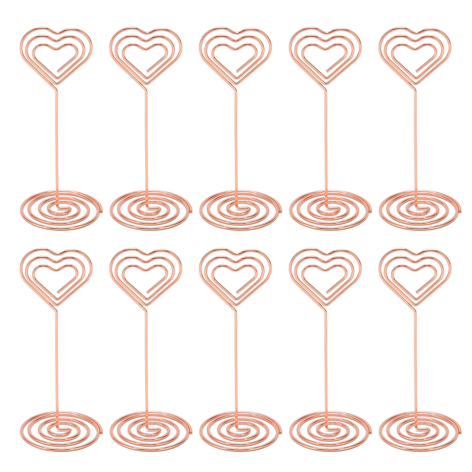 Set Mit 10 Stapelbaren, Herzförmigen Tischkartenhaltern, Stabiler Standfuß, Metall/elektrokunststoff, Kartenhalter Für Hochzeiten, Partys Und Büros, Roségold