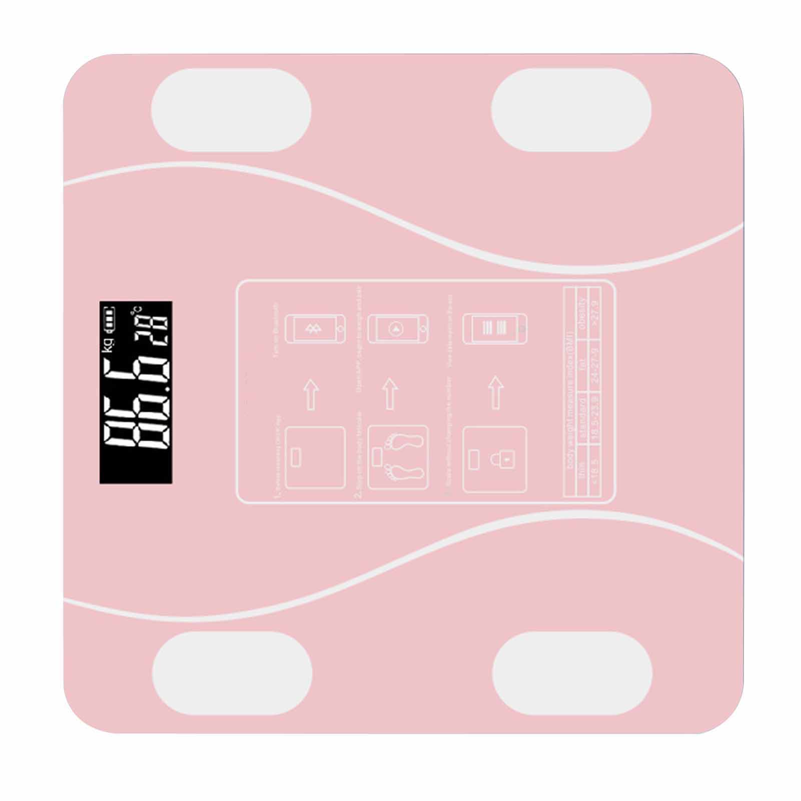 Hochpräzise Smarte Körperanalysewaage (180 Kg) Mit Bluetooth – Pink – Für Damen Und Herren