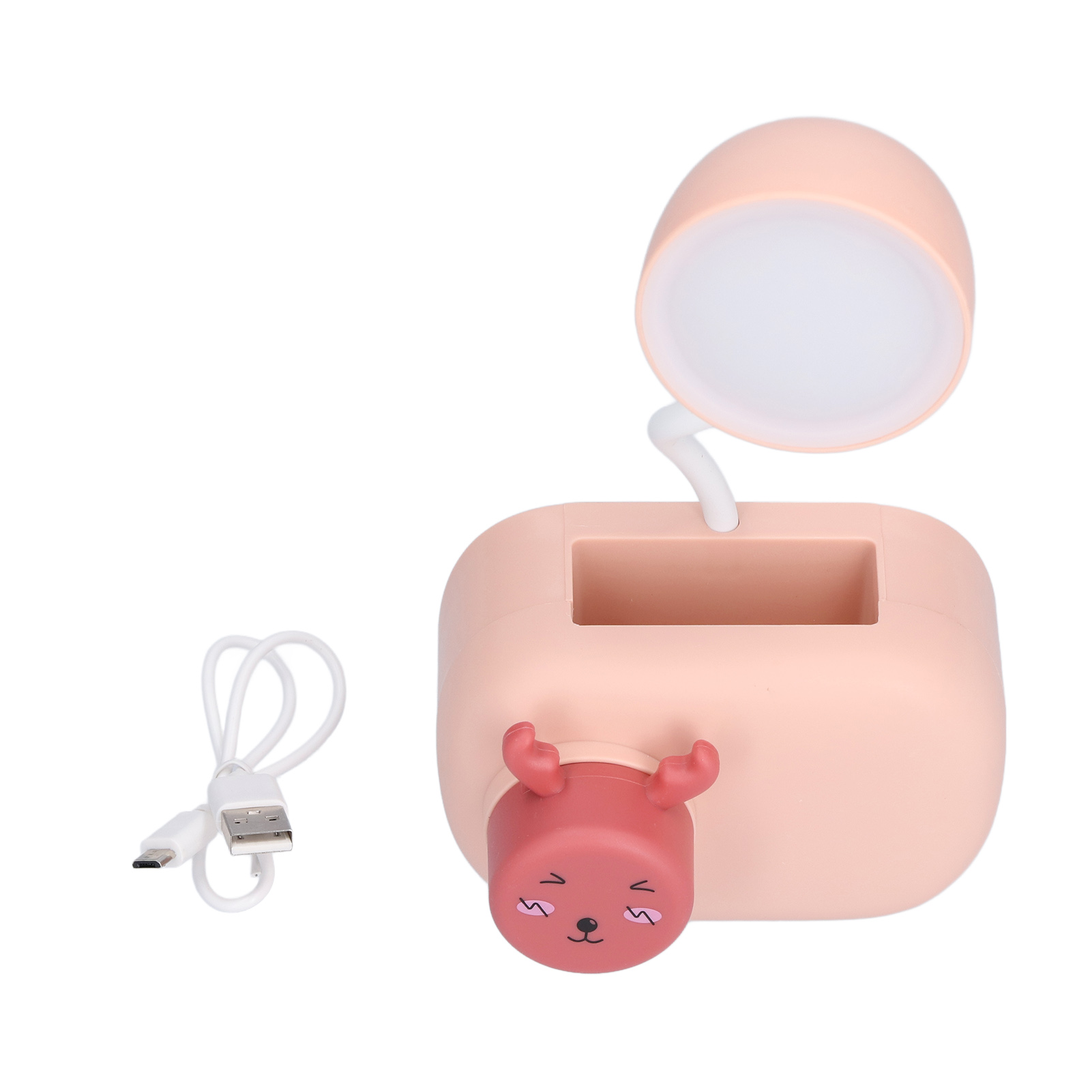 Multifunktionale Led-schreibtischlampe Im Cartoon-hirsch-design Mit Integriertem Anspitzer Und Usb-kabel, Für Arbeitszimmer, Schlafzimmer Oder Büro, Rosa