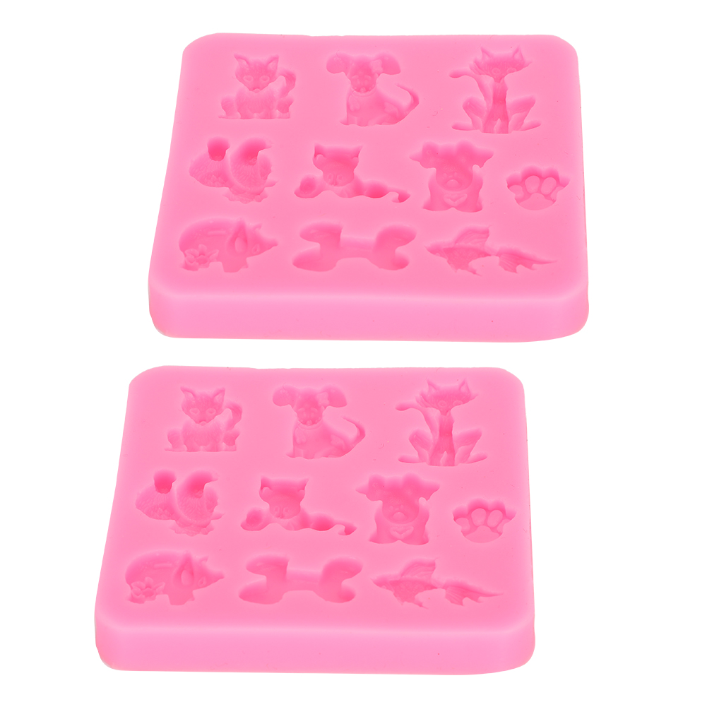 Set Mit 2 Diy-silikonformen, Handgefertigte Werkzeuge, Tierformen Im Cartoon-stil, Hitzebeständig (rosa)
