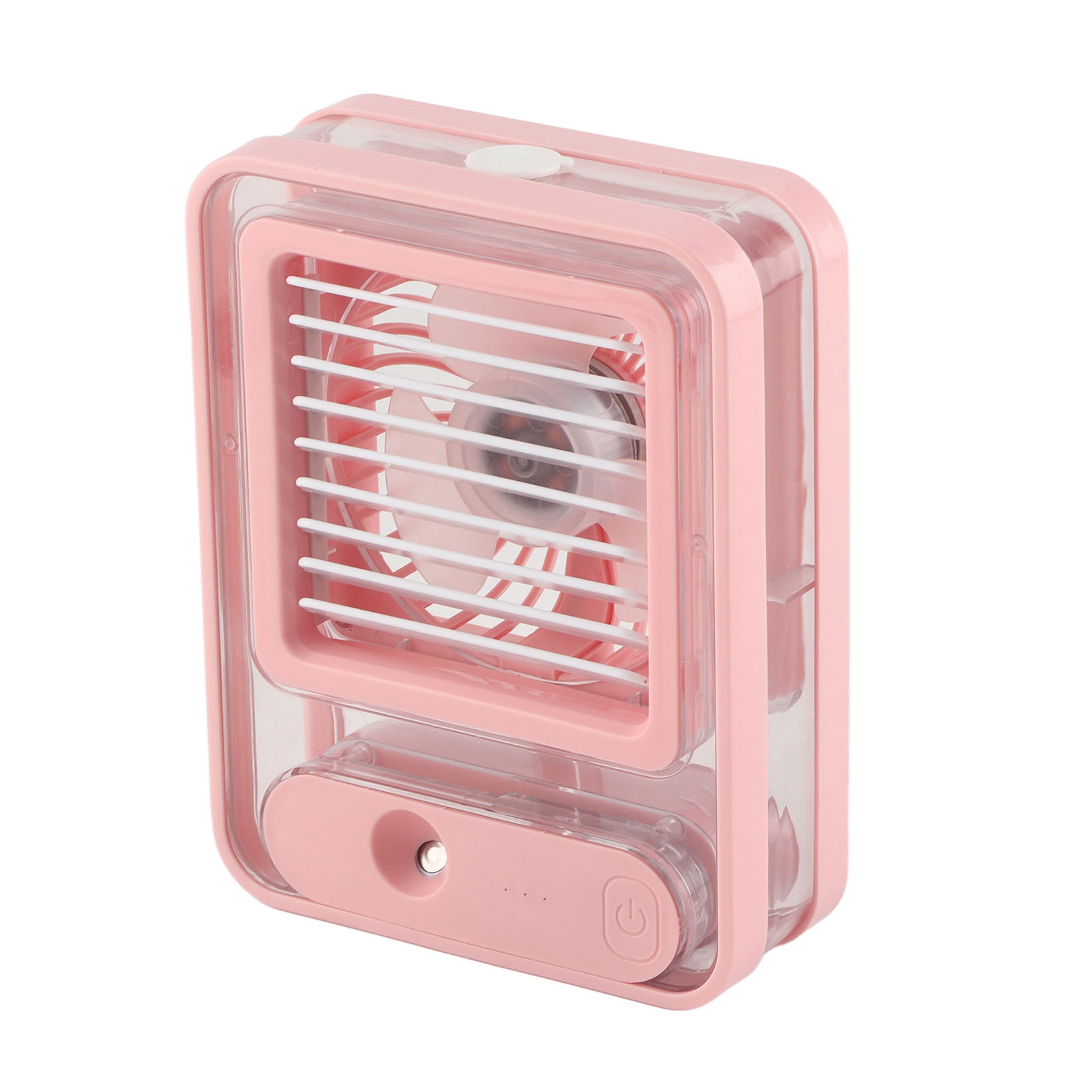 Wiederaufladbarer Usb-tischventilator Mit Sprühfunktion, 3 Geschwindigkeitsstufen, Leiser Betrieb, Wassersprühfunktion, Nachtlicht, Für Schlafzimmer, Büro, Reisen, Rosa
