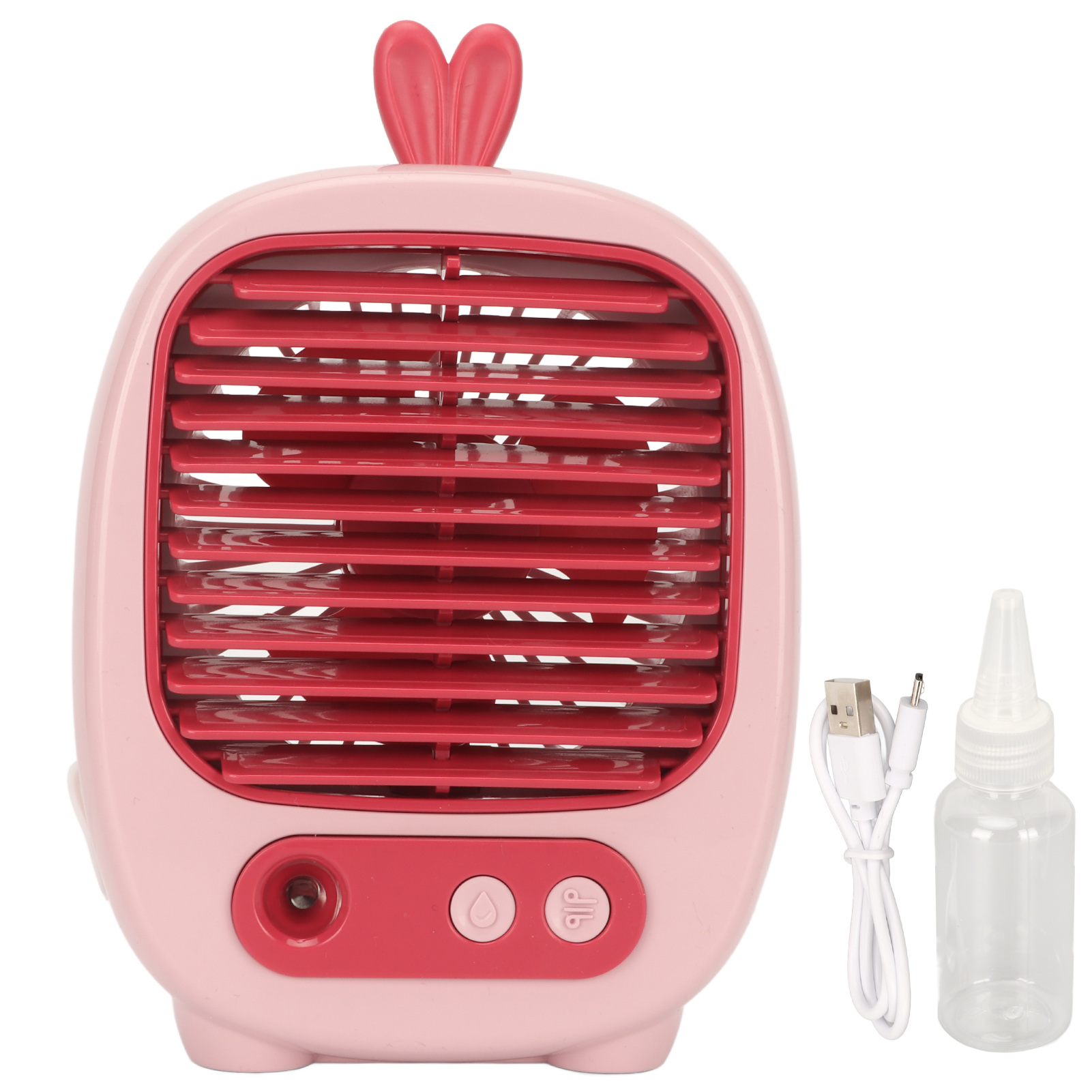 Tragbarer Usb-tischventilator Mit 3 Geschwindigkeitsstufen Und Sprühfunktion, Wiederaufladbarem 1200-mah-akku, Tischklimaanlage Für Büro Und Zuhause, Pink