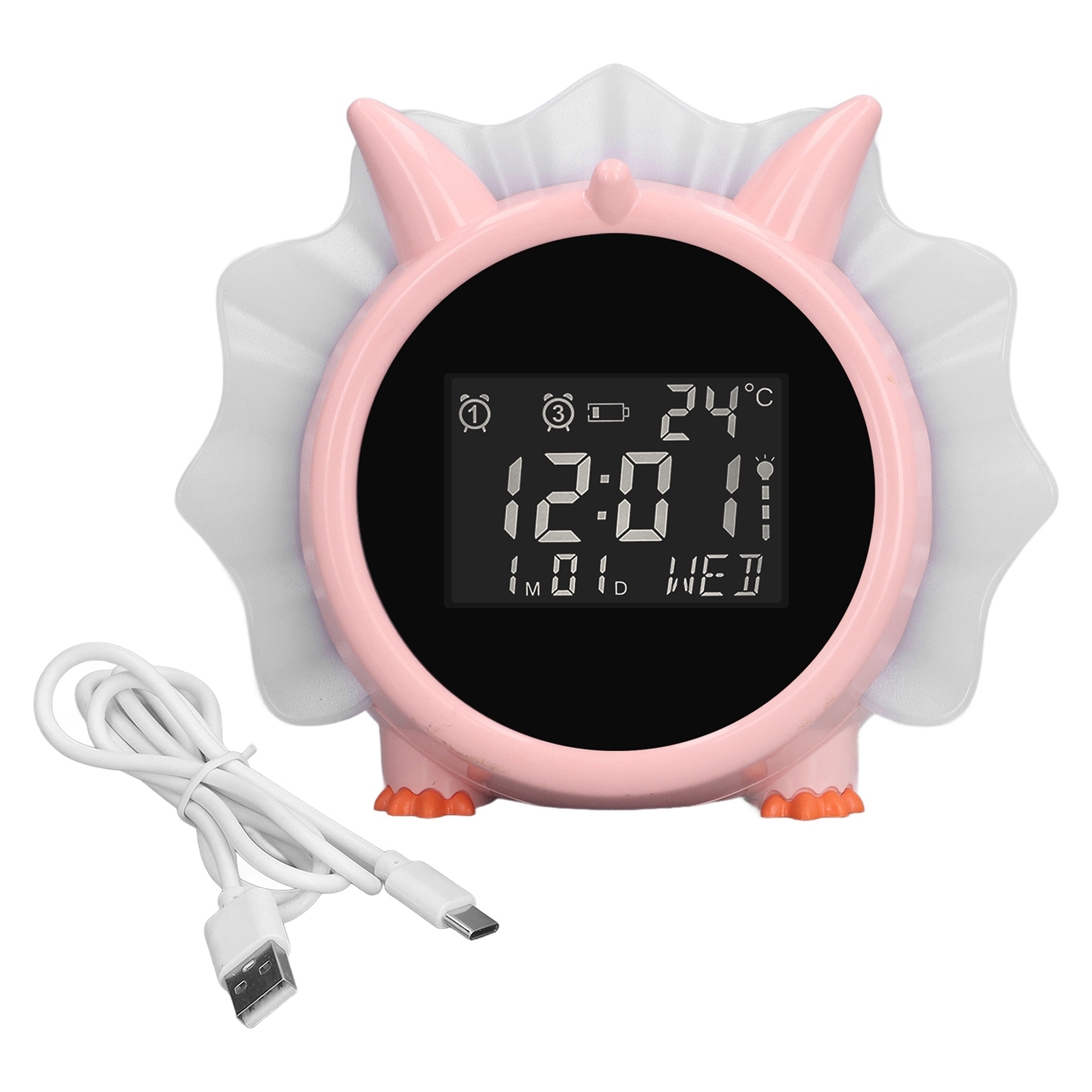 Rosa Multifunktionaler Led-dinosaurier-wecker, Elektronischer Nachttischwecker