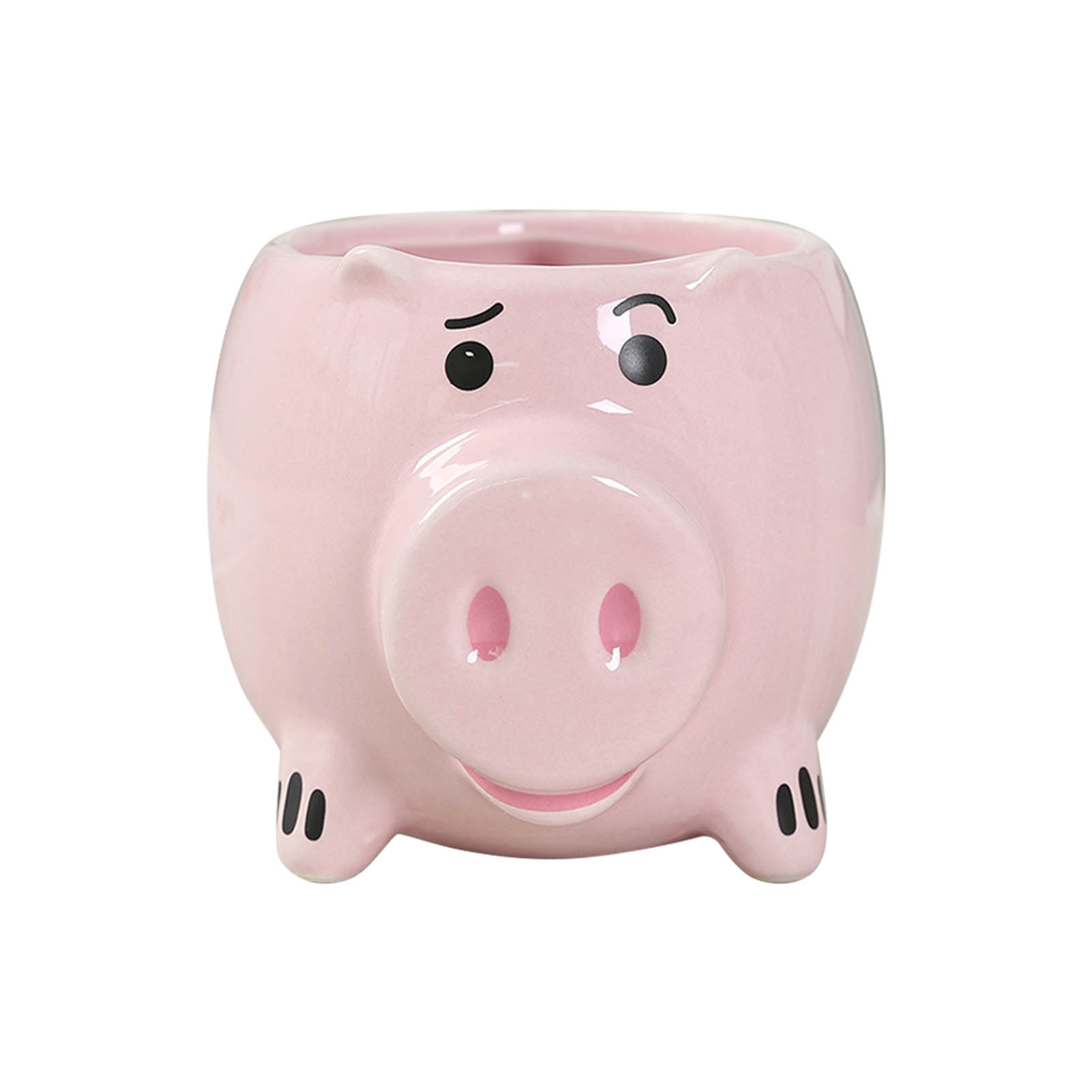 Keramik-kaffeebecher, Weite Öffnung, Niedliches Schweinchen-design, Wasserbecher Mit Henkel Für Zuhause, Café, Büro, Rosa