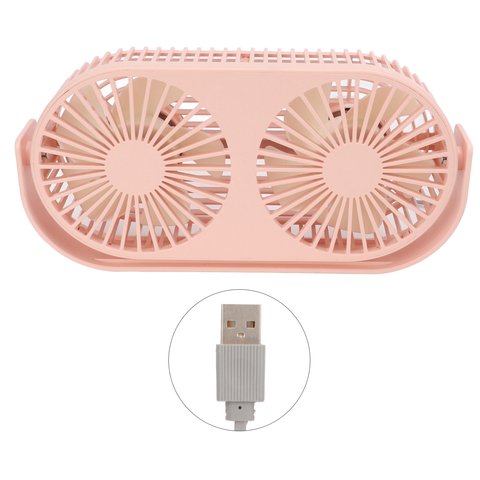 Mini-doppelventilator Mit Zwei Wiederaufladbaren Usb-lüftern, Schnelle Kühlung, 360°-drehung Der Beiden Köpfe, Ideal Für Studentenwohnheim, Büro Und Zuhause, Pink