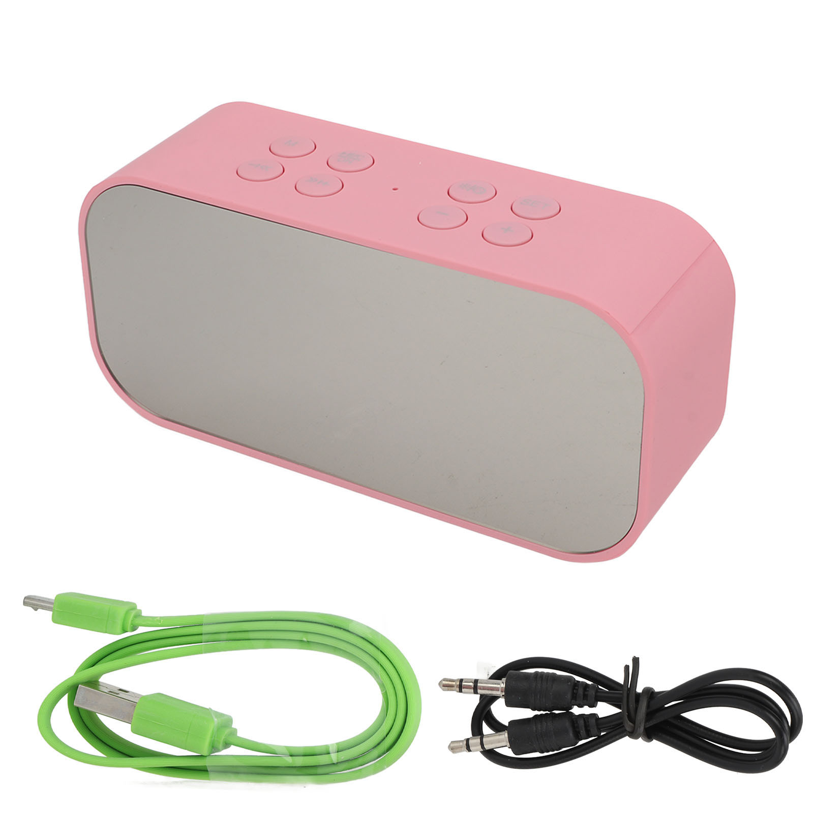 2-in-1 Bluetooth-lautsprecher Mit Wecker, Mega-bass, Geräuschunterdrückung, Einstellbarer Helligkeit, Tragbar Für Zuhause Und Büro, Pink