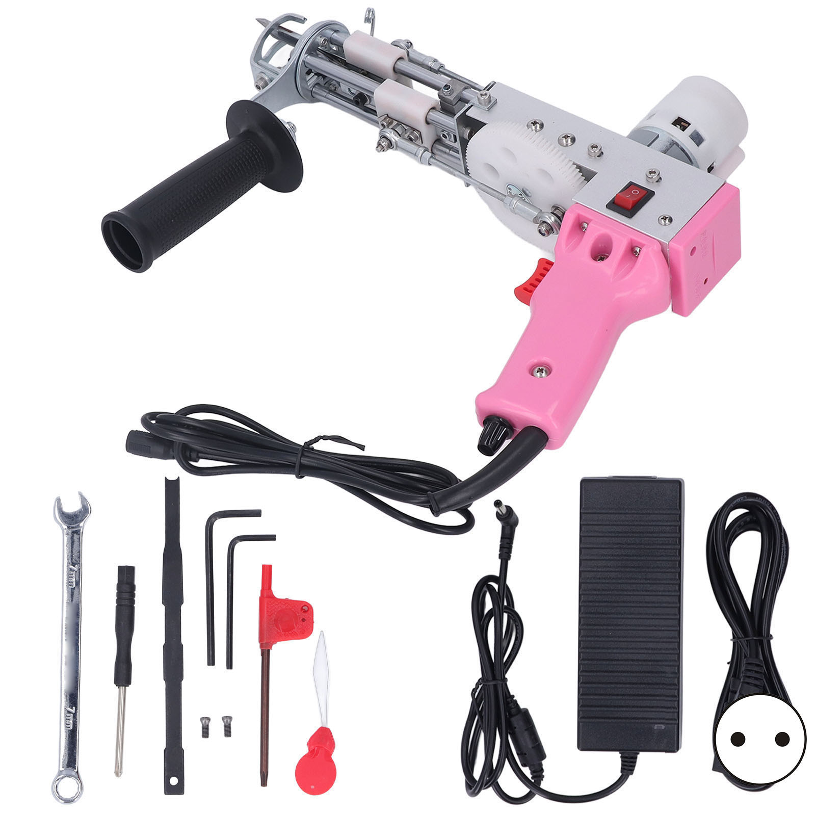 Pinkfarbene Tuftingpistole, Elektrischer Schlingenschneider Für Teppiche, Tuftingpistolen-set 100–240 V, Eu-stecker